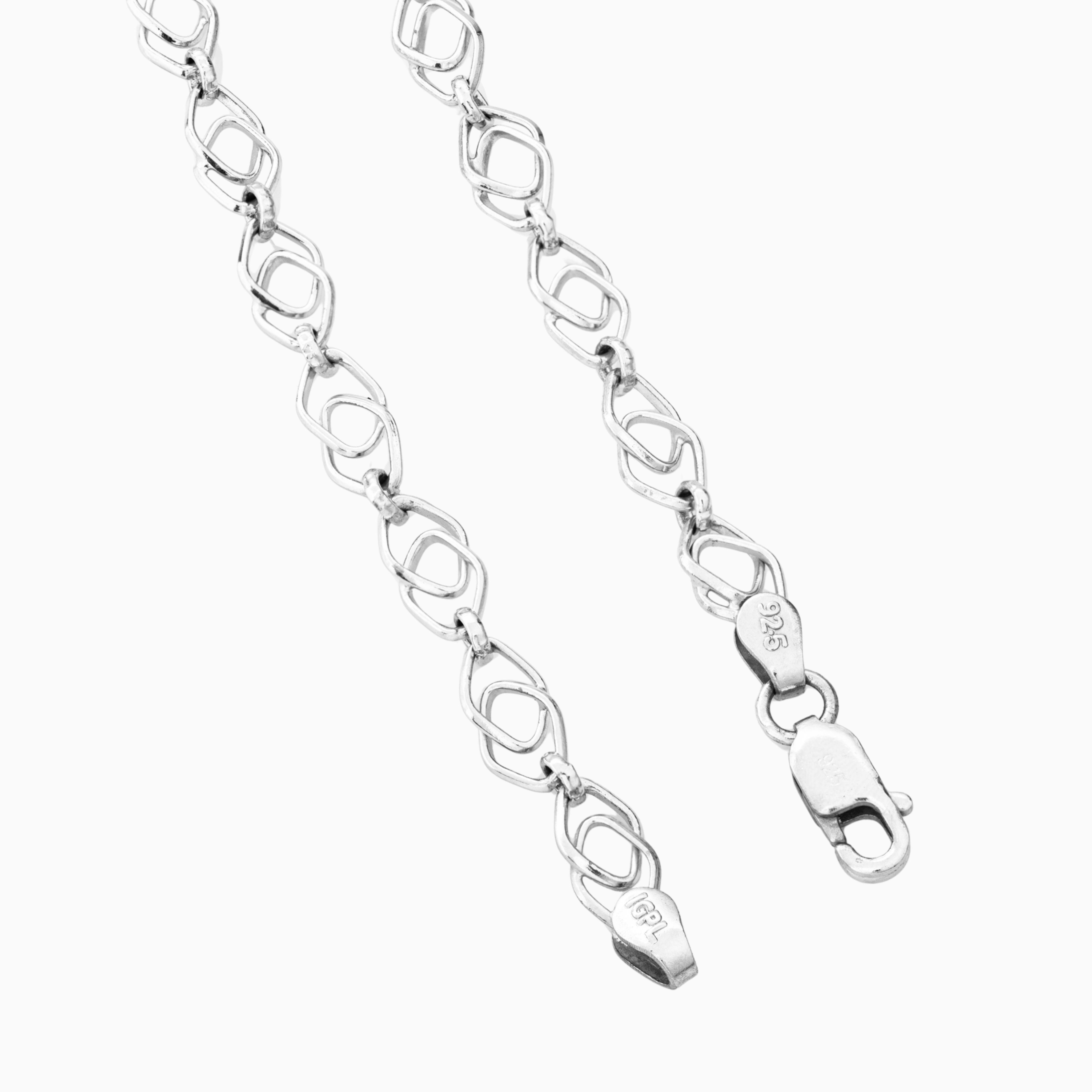 Modern interwoven sterling silver chain