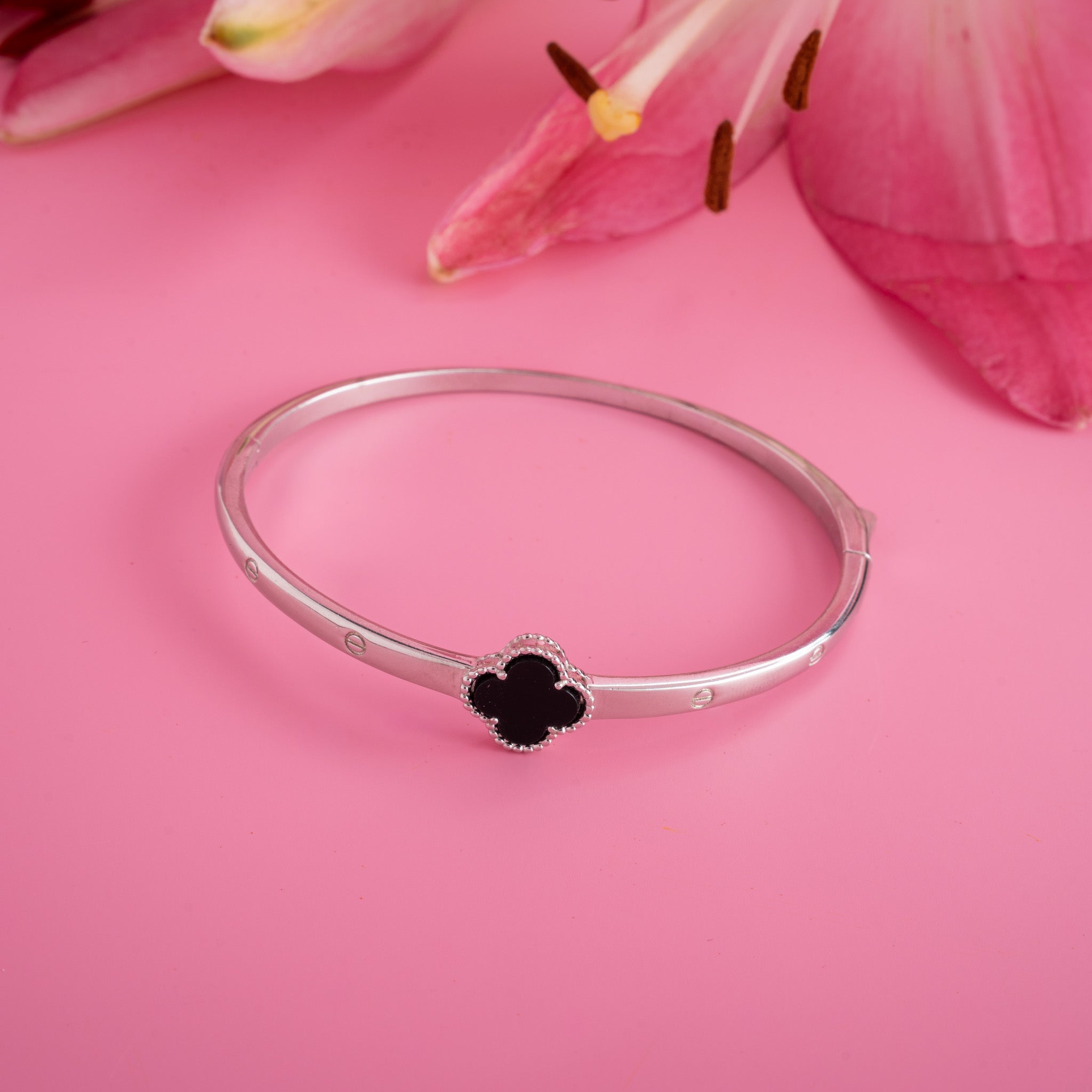 Modern silver kada bracelet for daily wear