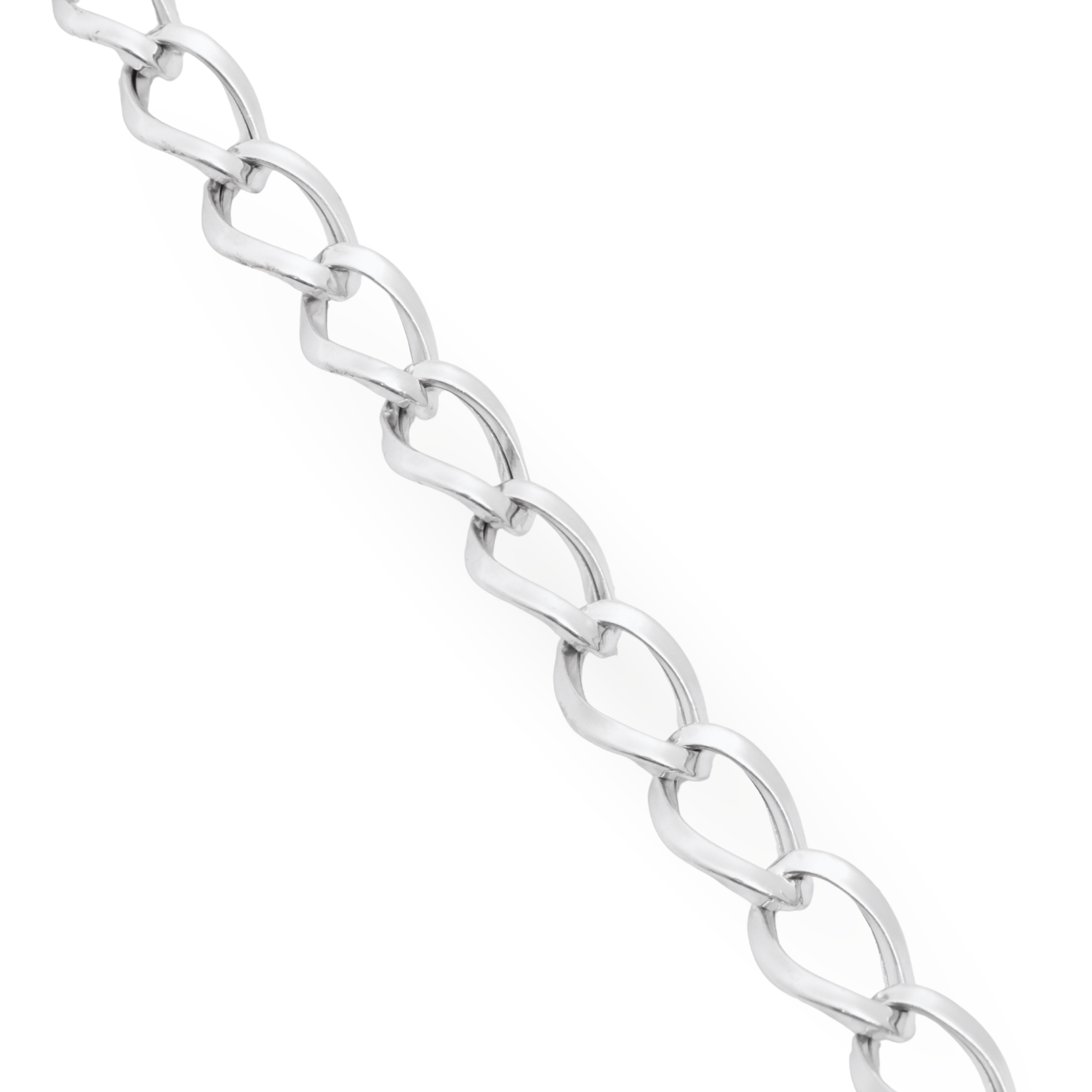Modern twisted silver link bracelet design