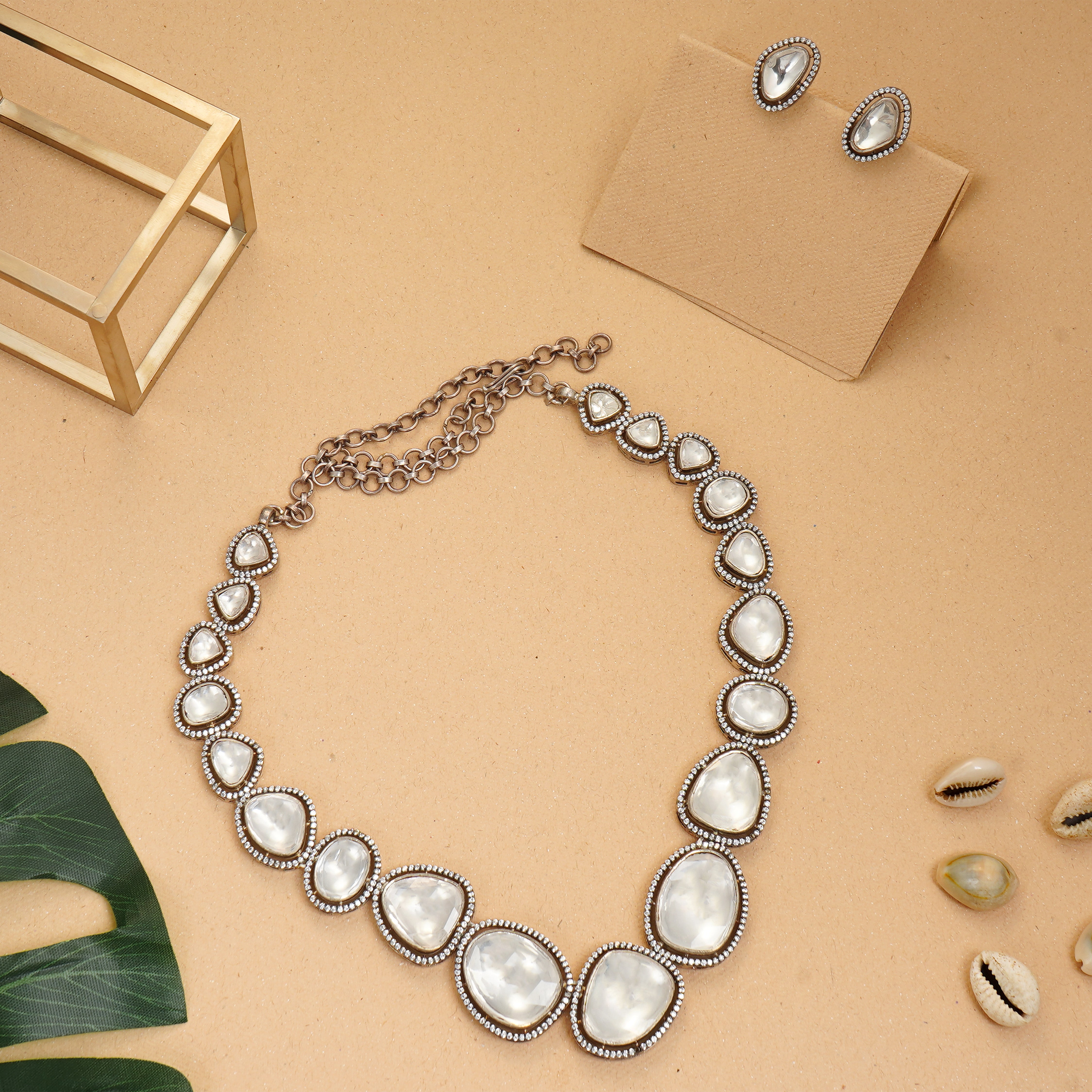 Moissanite fancy haram with earrings set