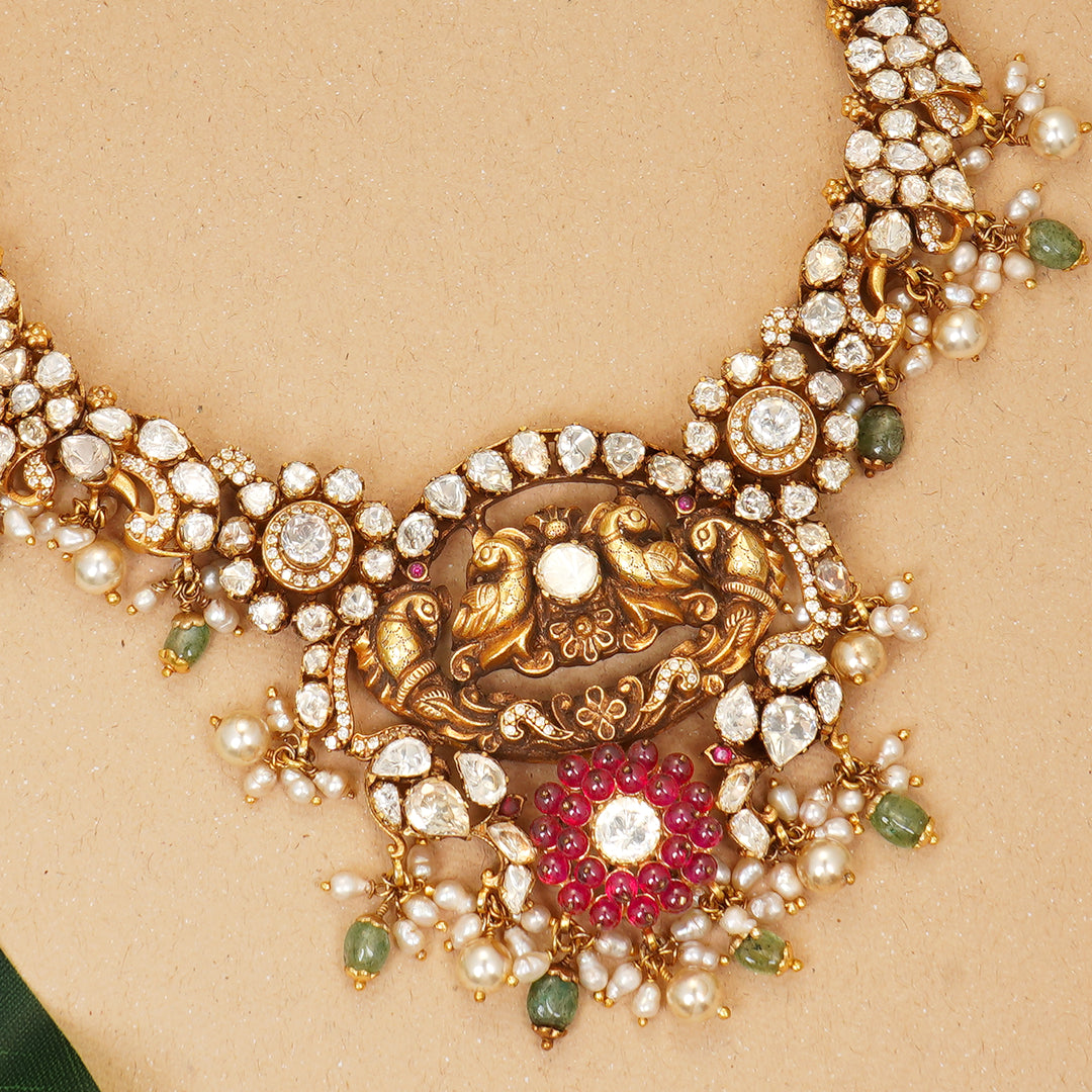 Moissanite stone gold-plated necklace