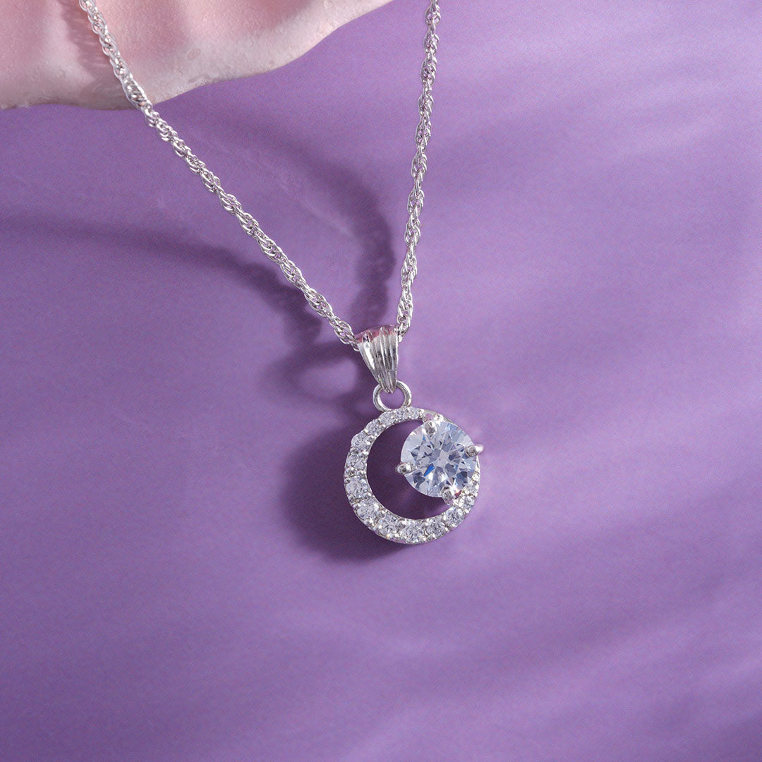 Moon CZ Pendant Chain Ishna