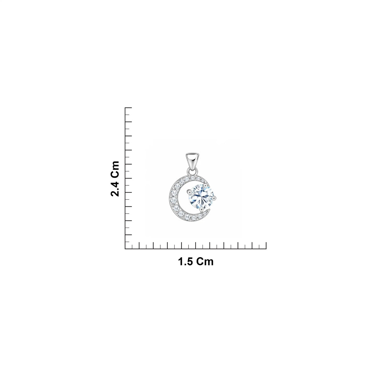 Moon Motif CZ silver Chain Ishna