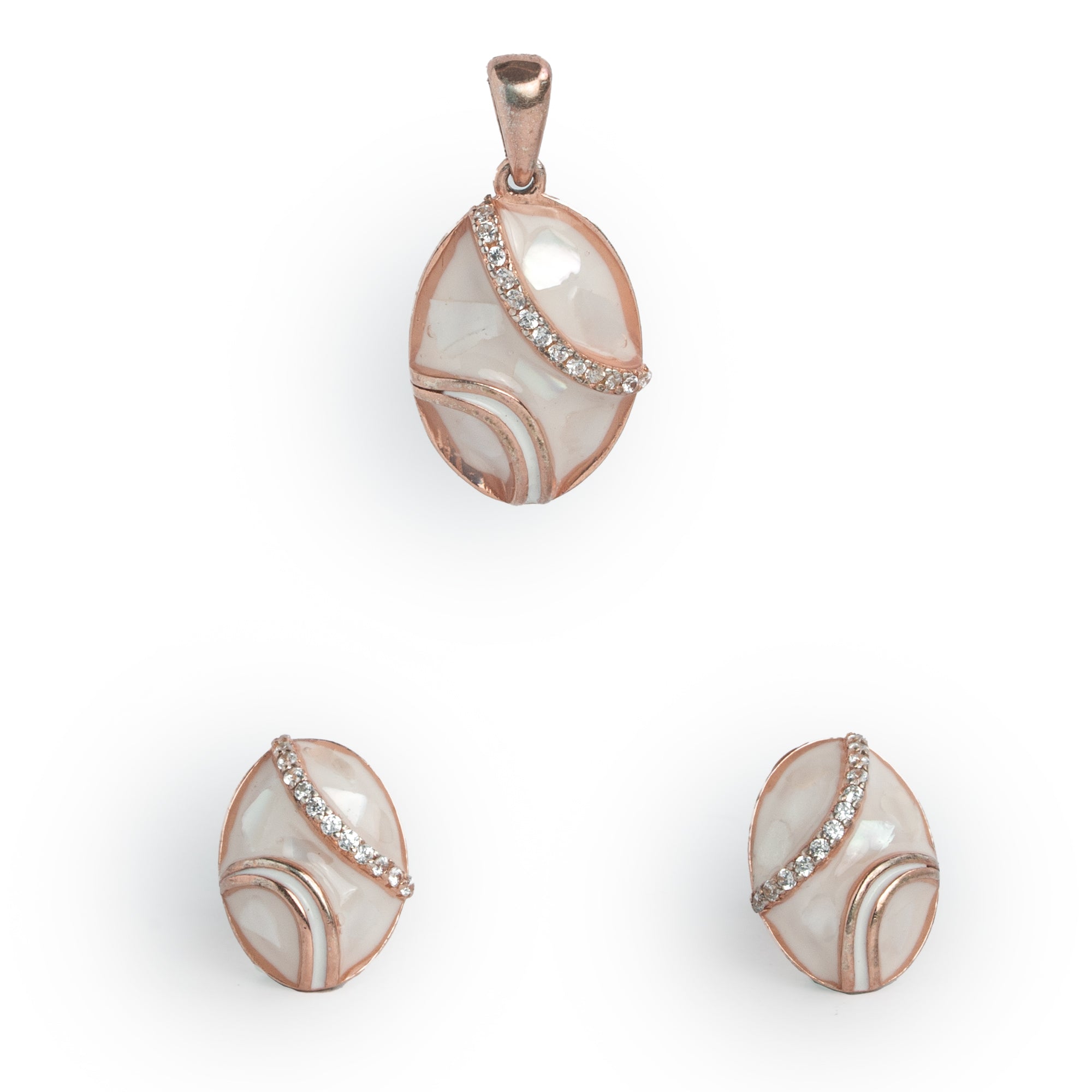 Mother of pearl rose gold jewellery set