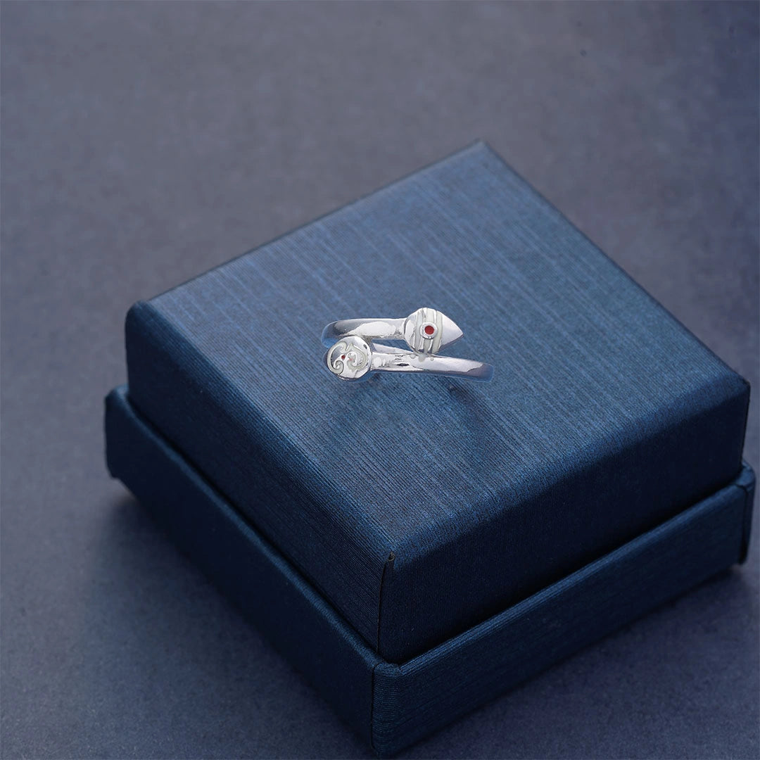 Om Vel Motif Silver Ring Ishna