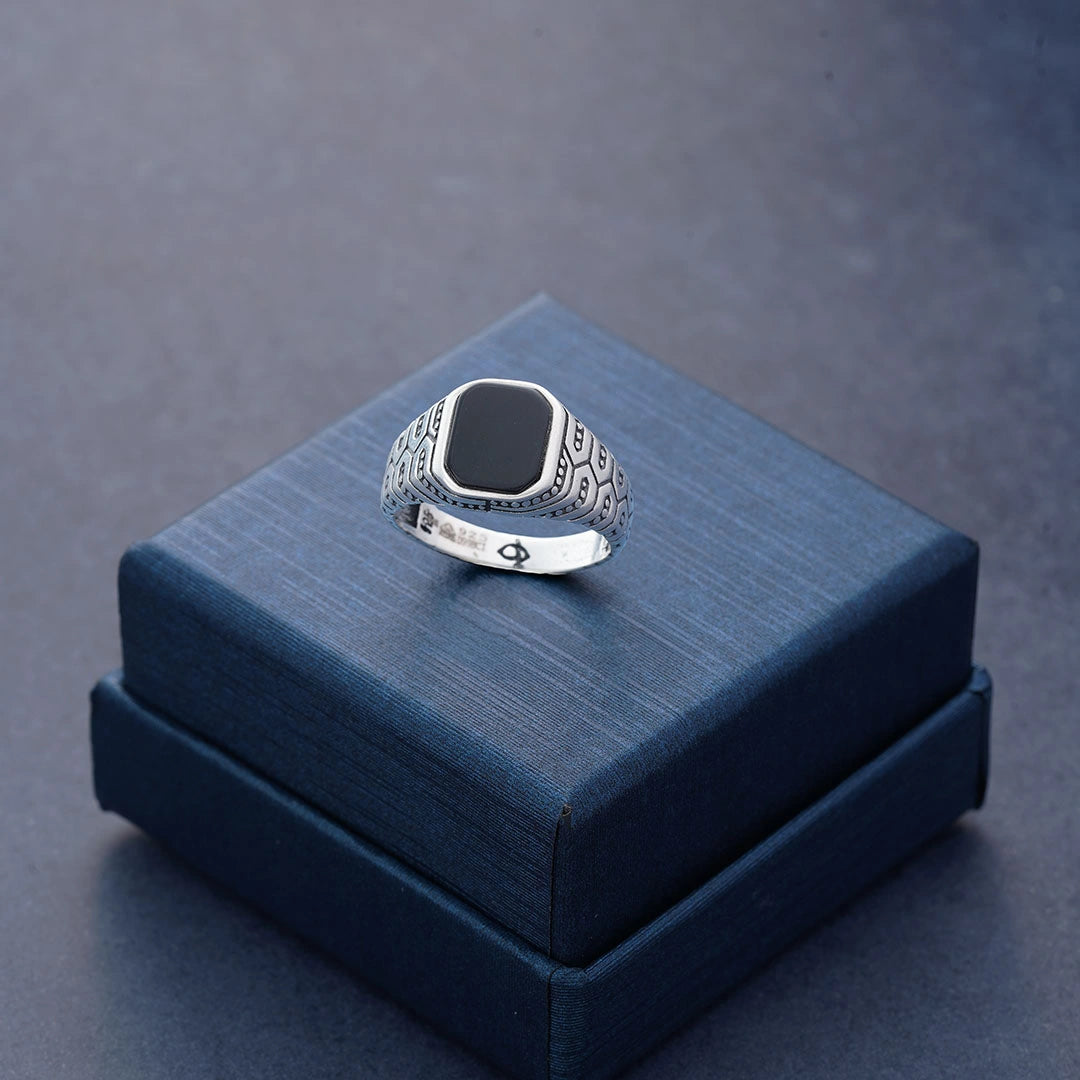 Onyx Stone Signet Ring Ishna