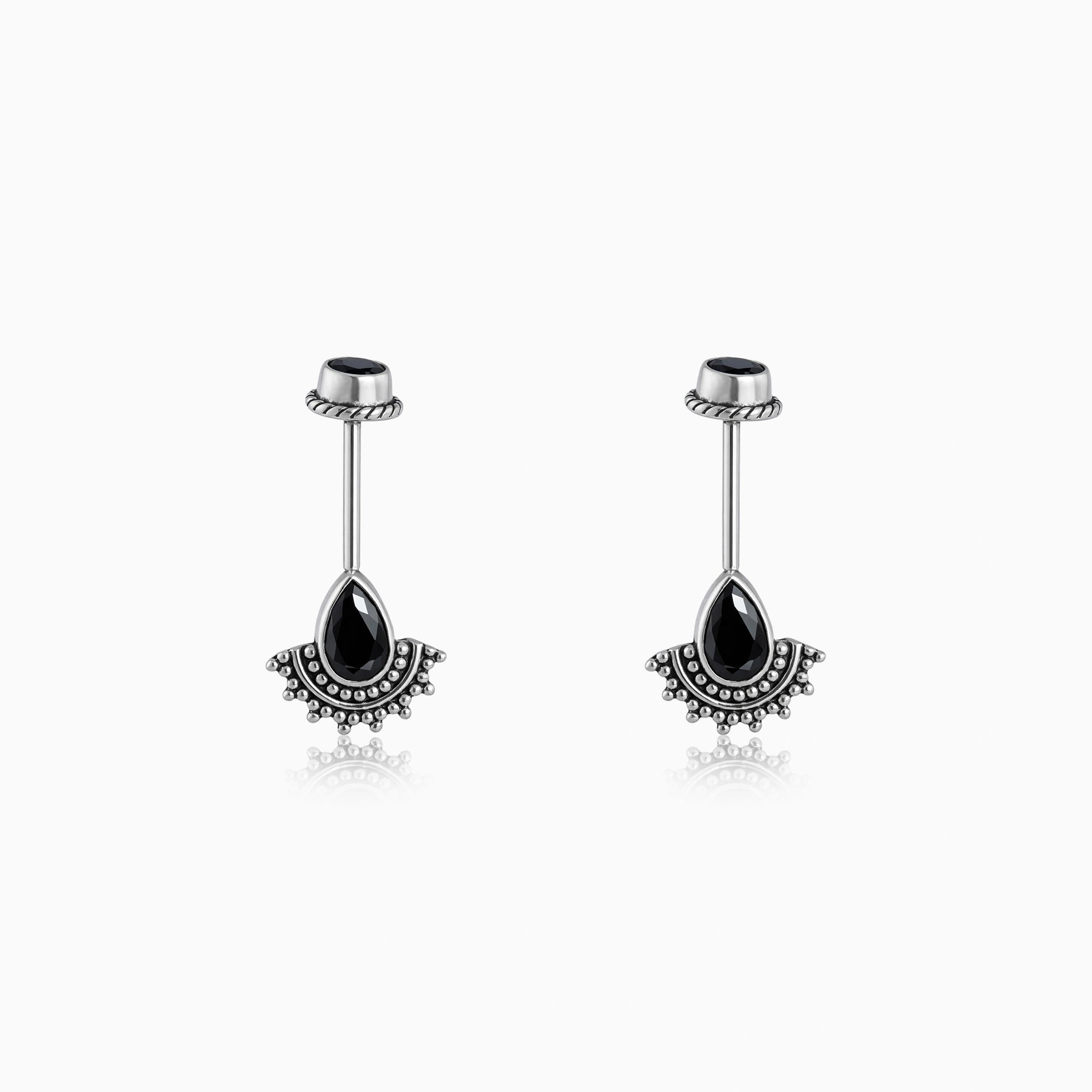 Onyx Teardrop Koppu Earrings Ishna