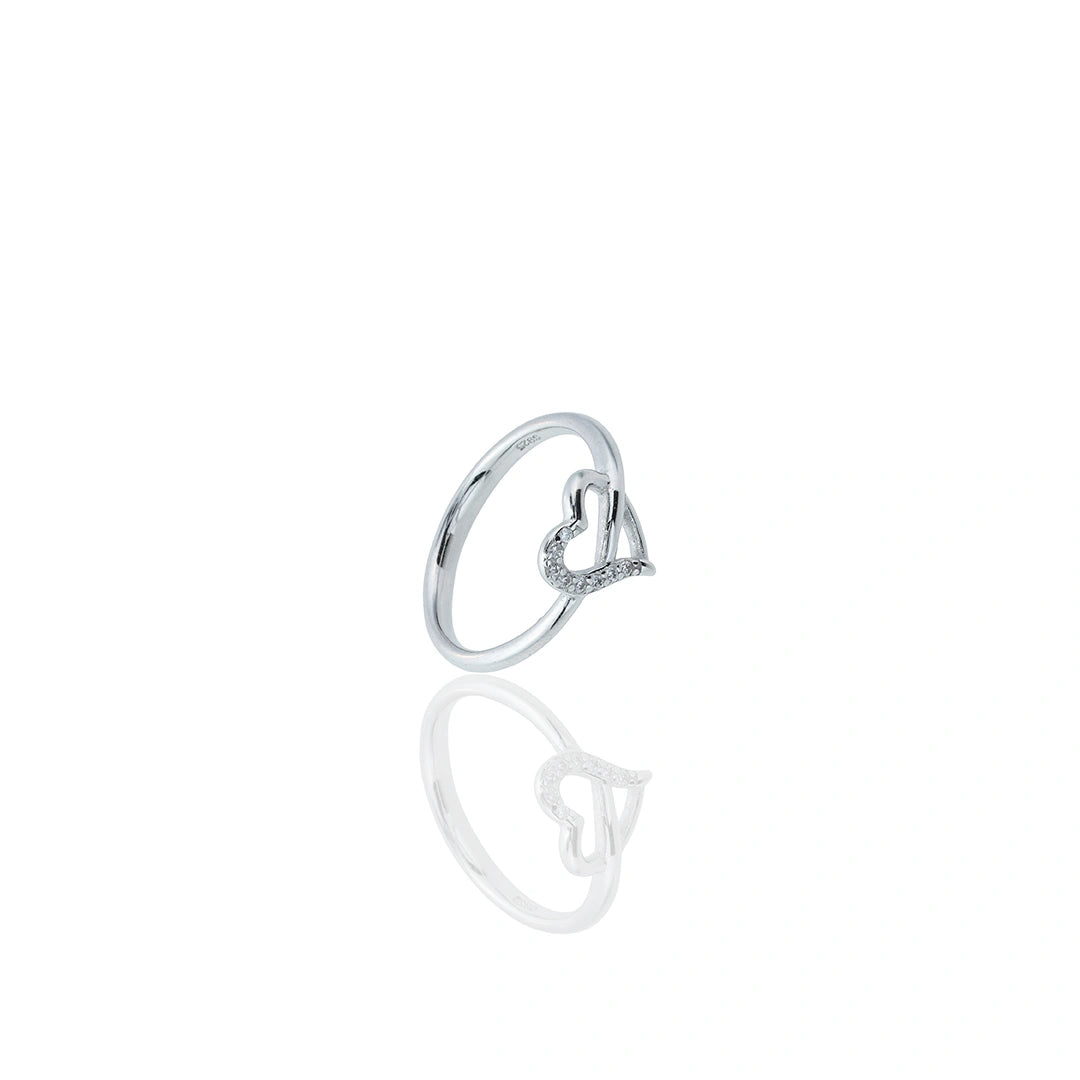 Open Heart CZ Band Ring Ishna