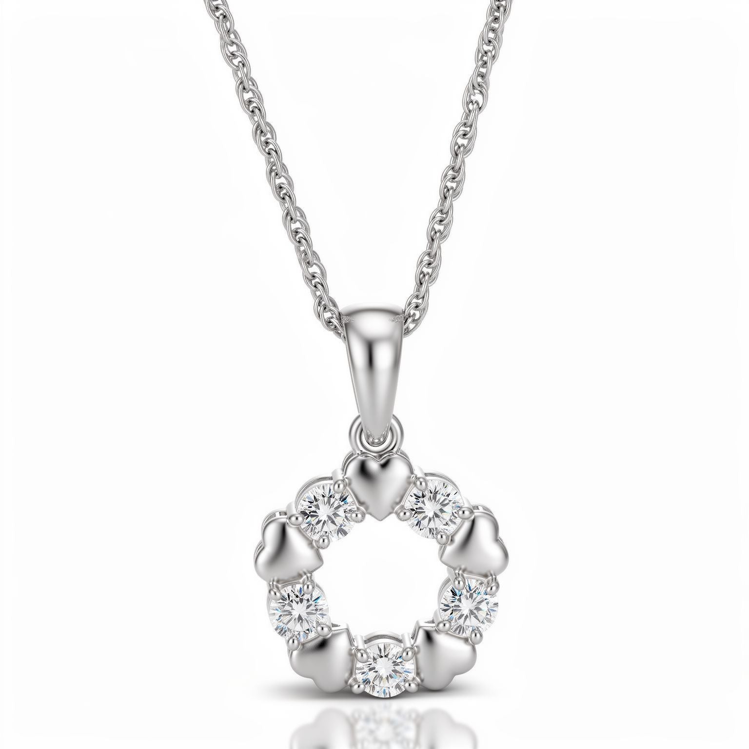 Open Heart CZ Pendant Chain Ishna