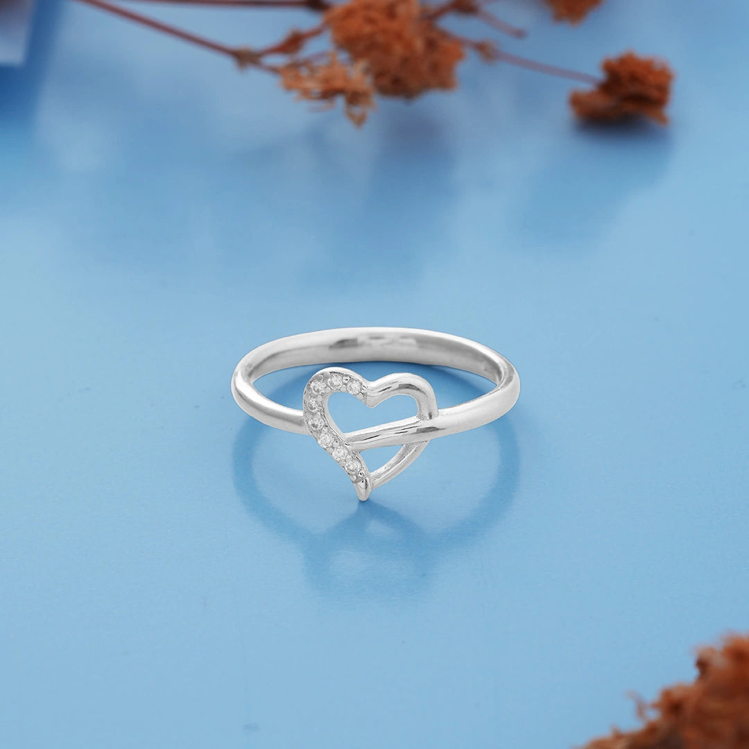 Open Heart Motif CZ Ring Ishna
