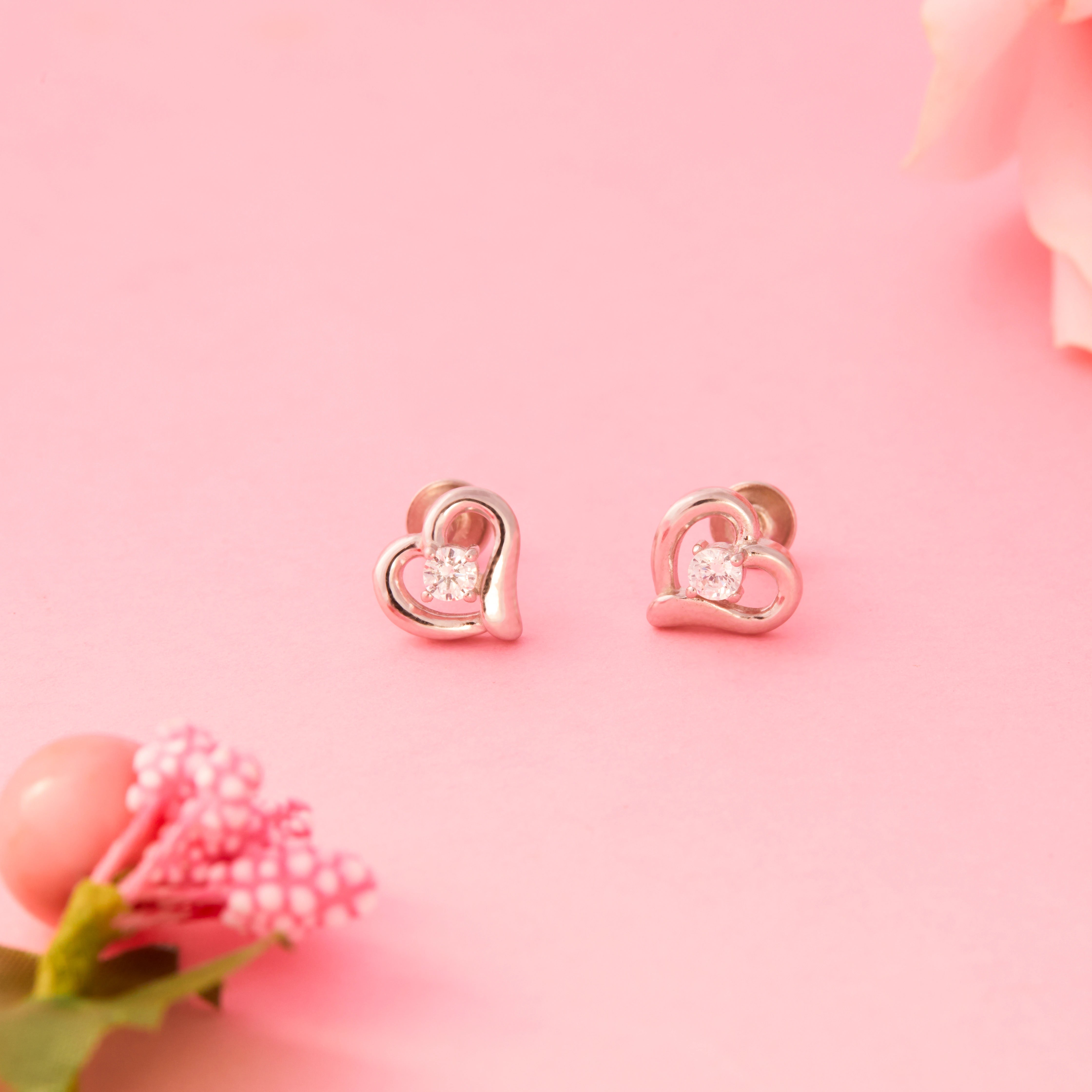 Open Heart Motif Stud Earrings Ishna
