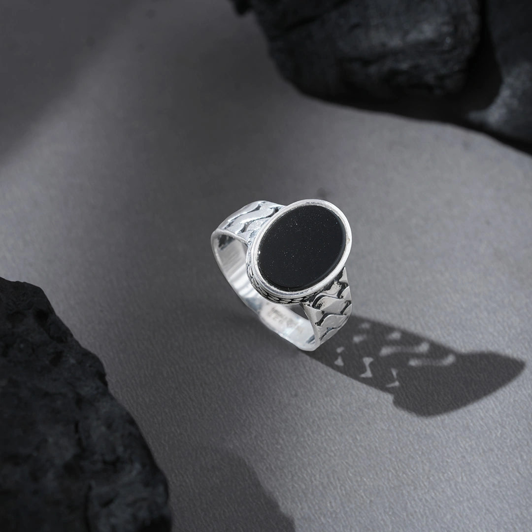 Oval Black Signet Ring Ishna