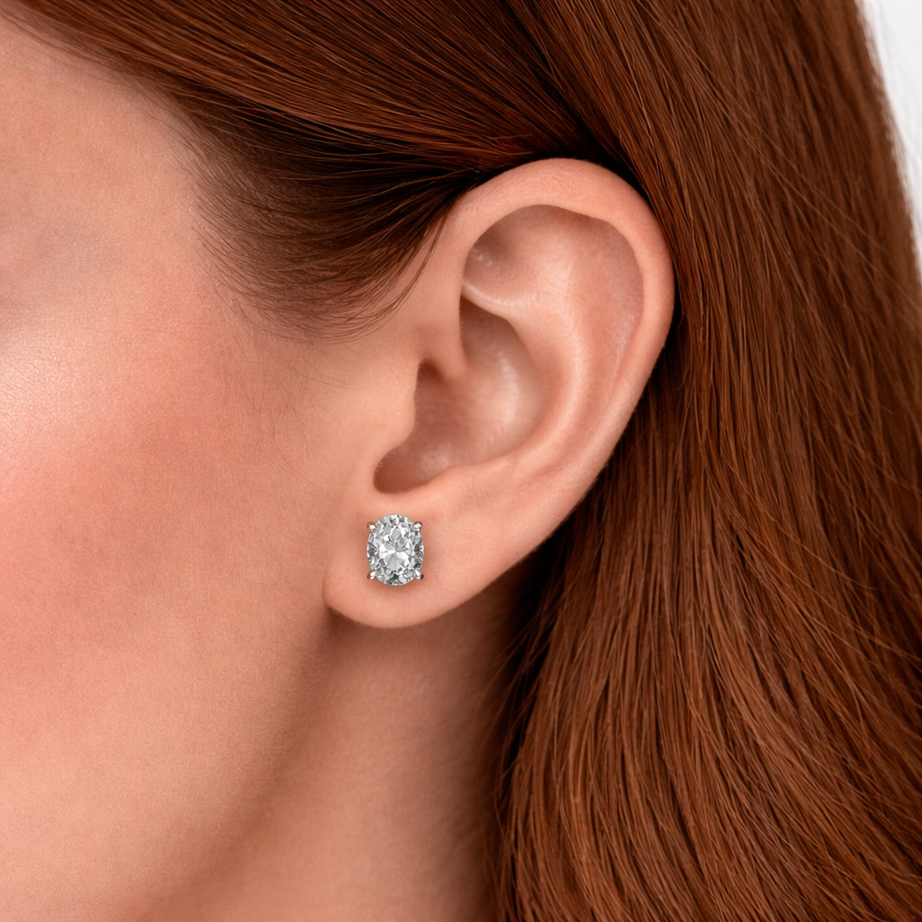 Oval Cut Moissanite Stud Earrings Ishna