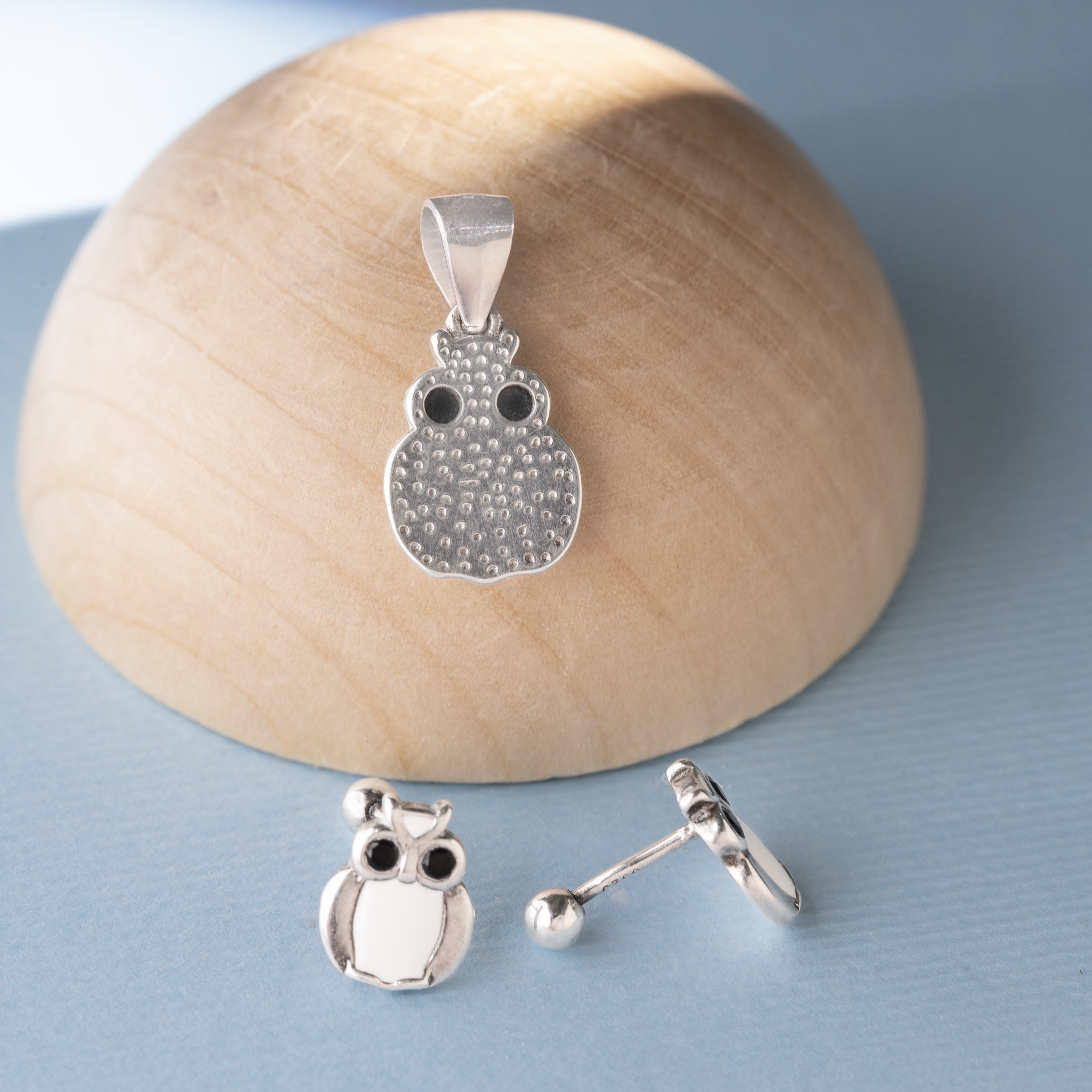 Owl silver stud earrings for kids