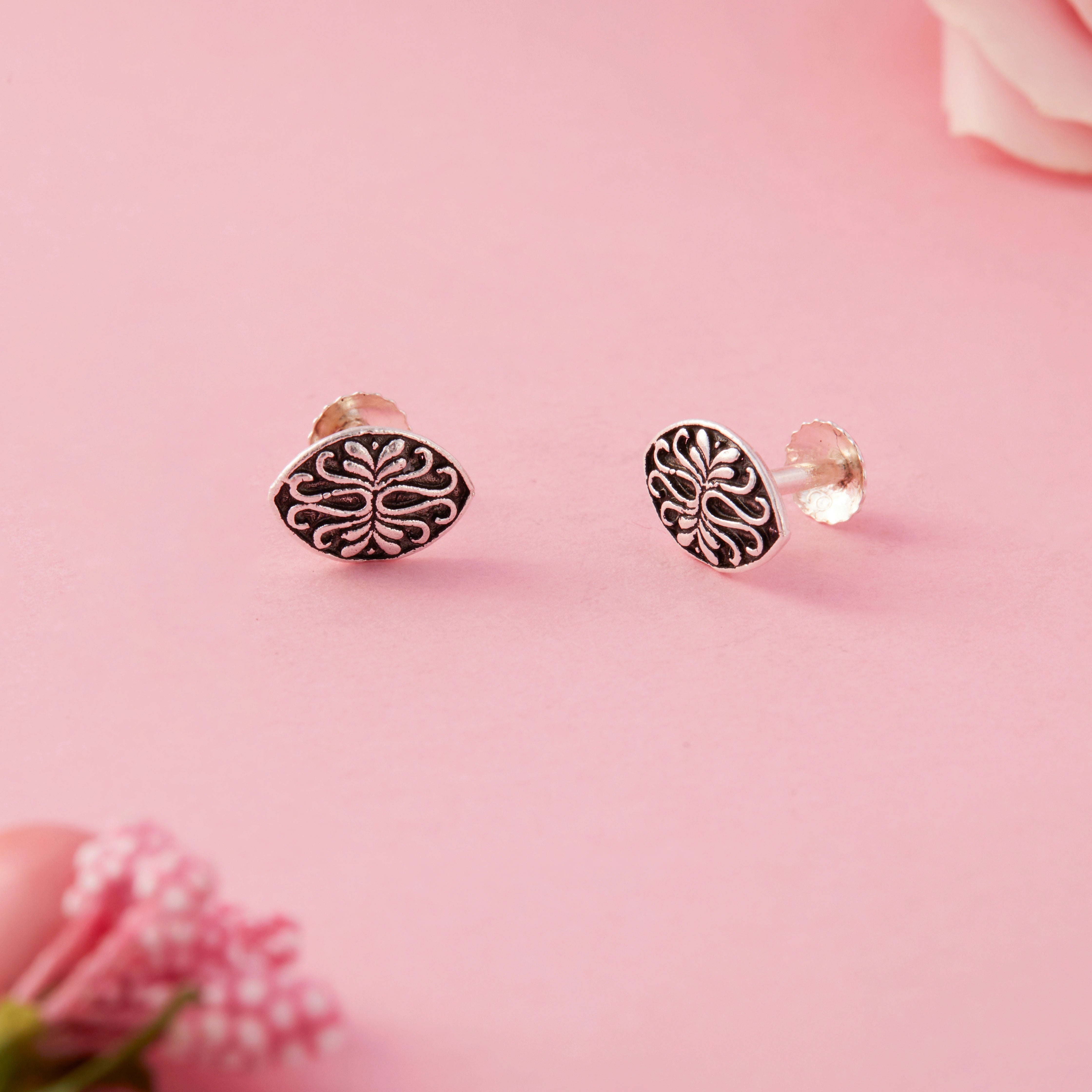 Oxidised Oval Earrings Ishna