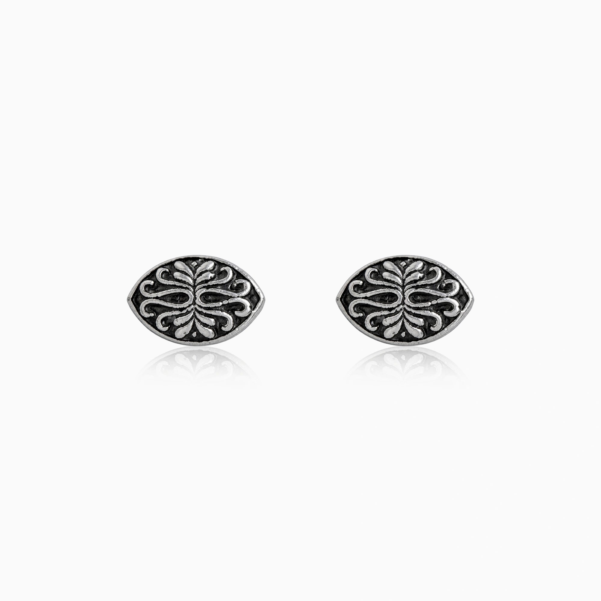 Oxidised Oval Side Stud Earrings Ishna
