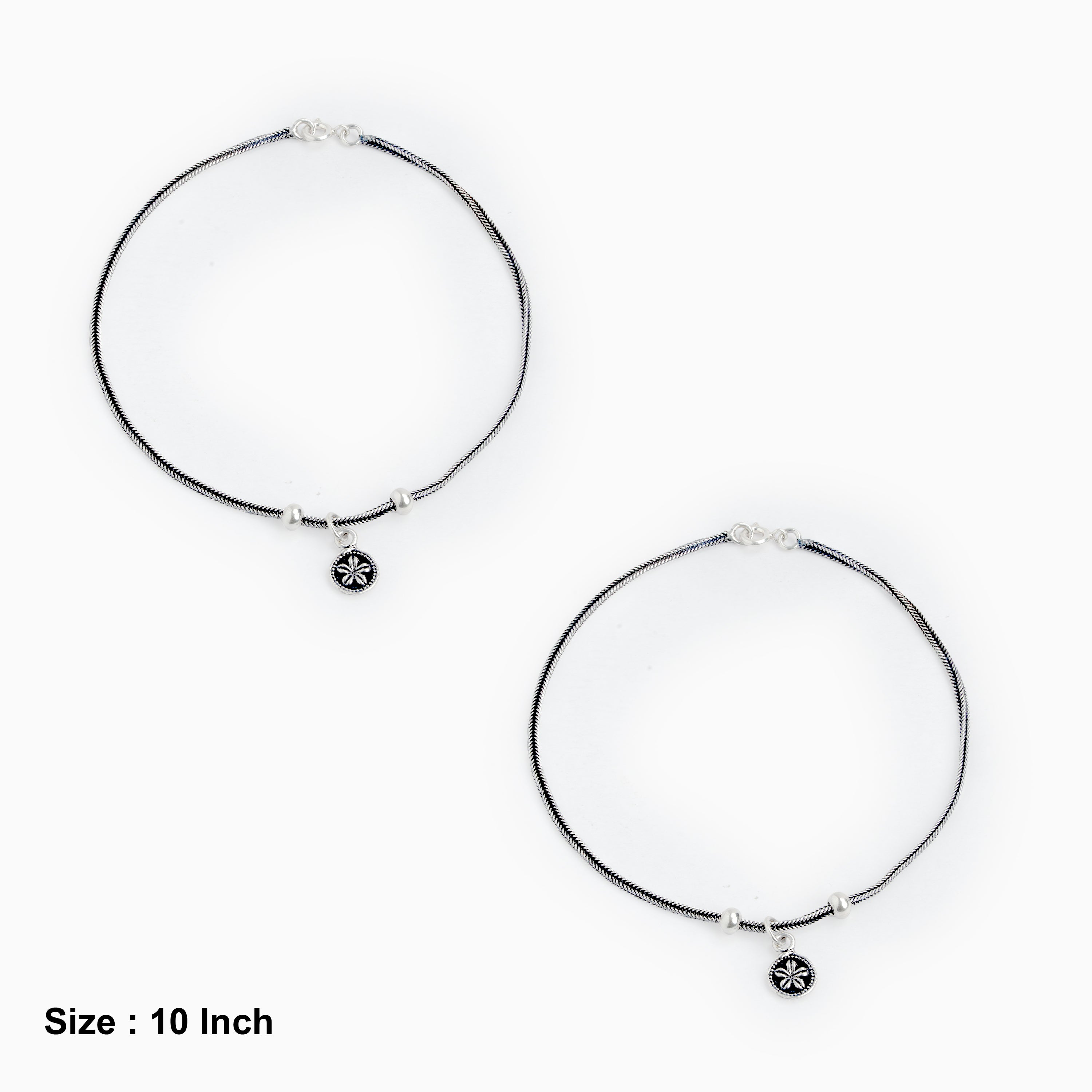 Oxidised Sterling Silver Charm Anklet Ishna