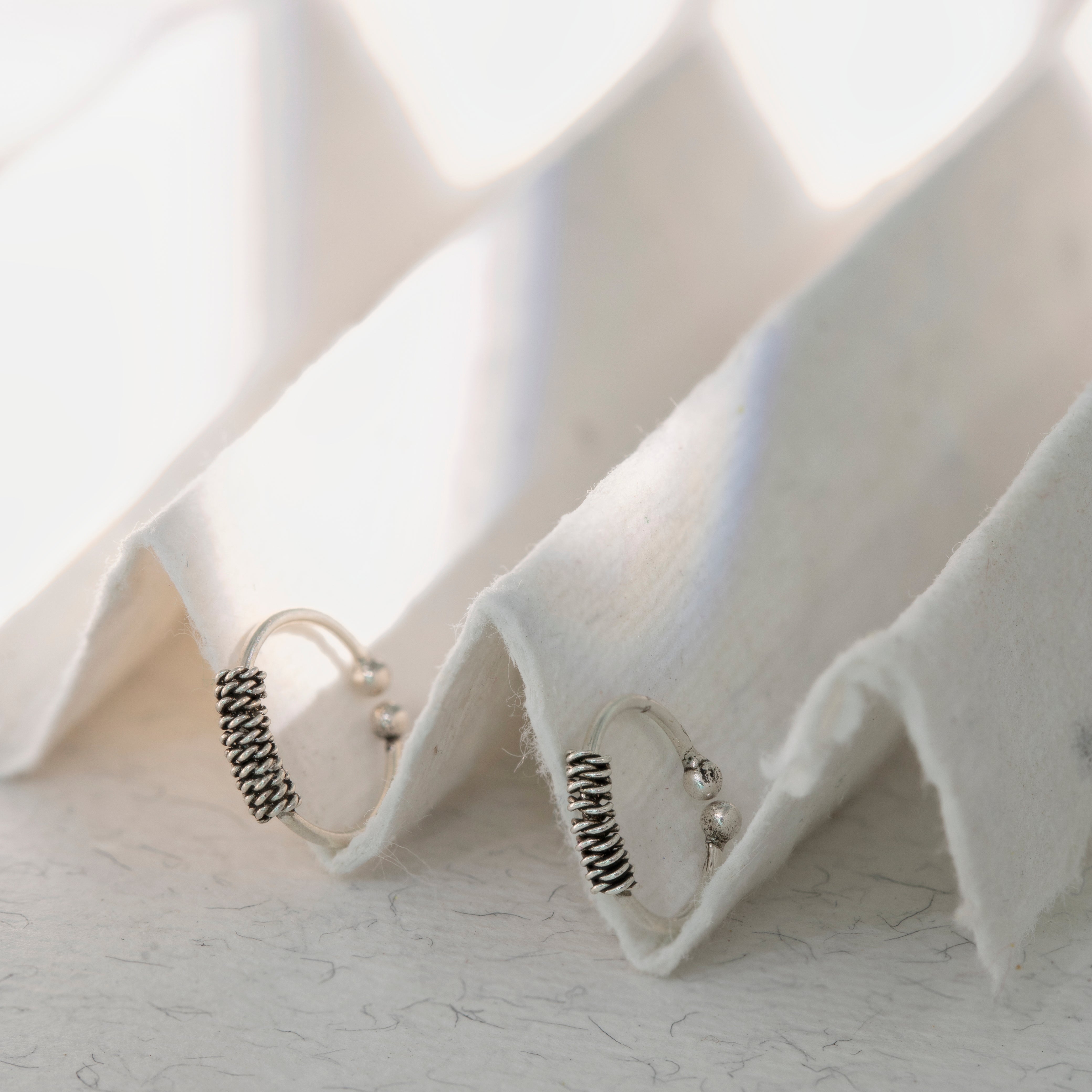 Oxidised sterling silver ring side stud