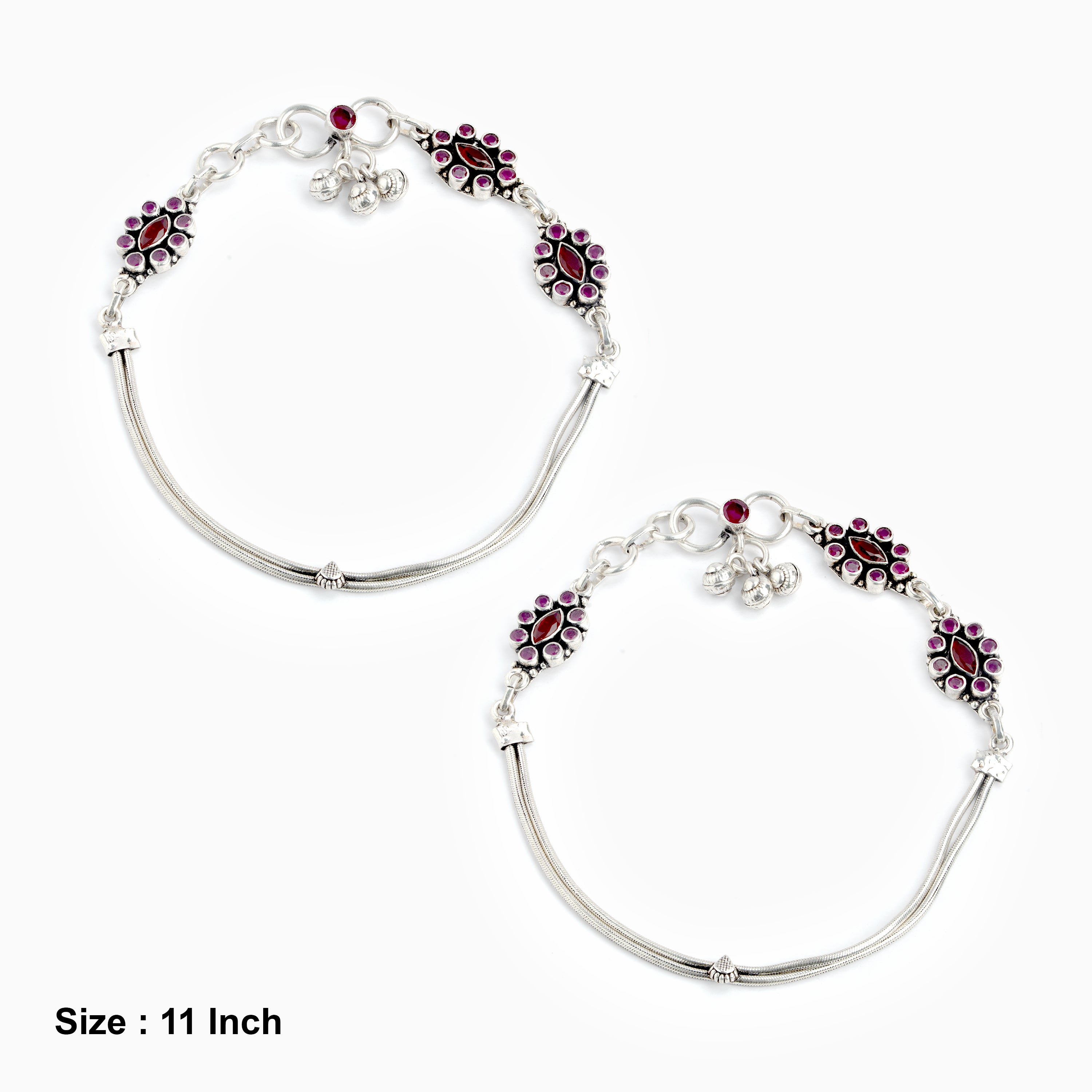 Oxidized 925 Sterling Silver Double Layer Anklet