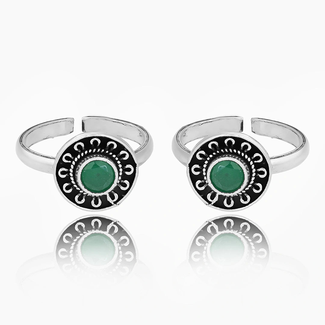 Oxidized Green Toe Ring Ishna