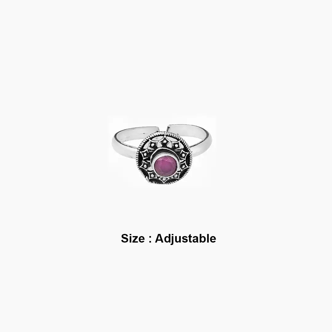 Oxidized Ruby Toe Ring in Sterling Silver Ishna