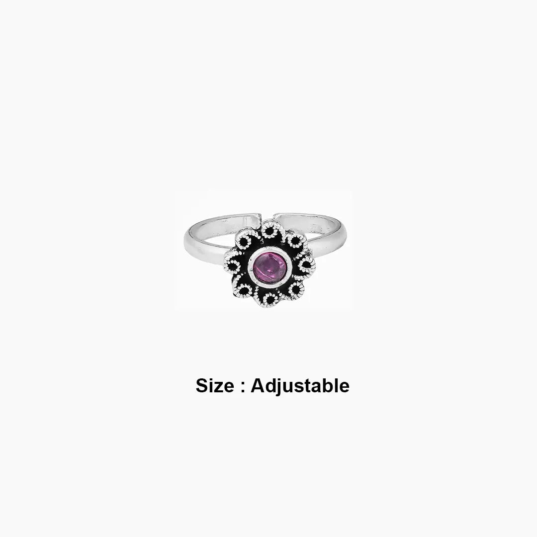 Oxidized Sterling Silver Daisy Toe Ring Ishna 