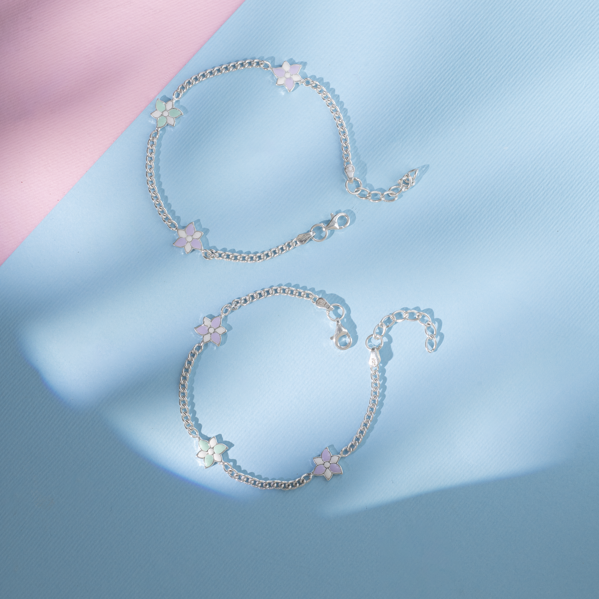 Pastel flower charm anklet