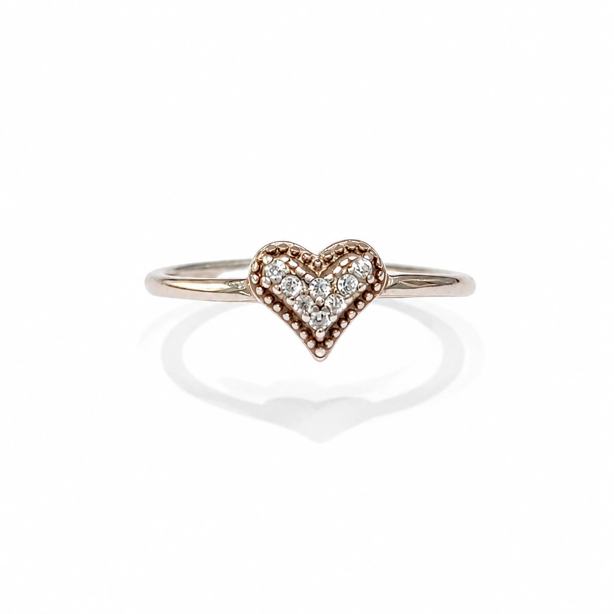 Pave Beaded Heart Ring Ishna