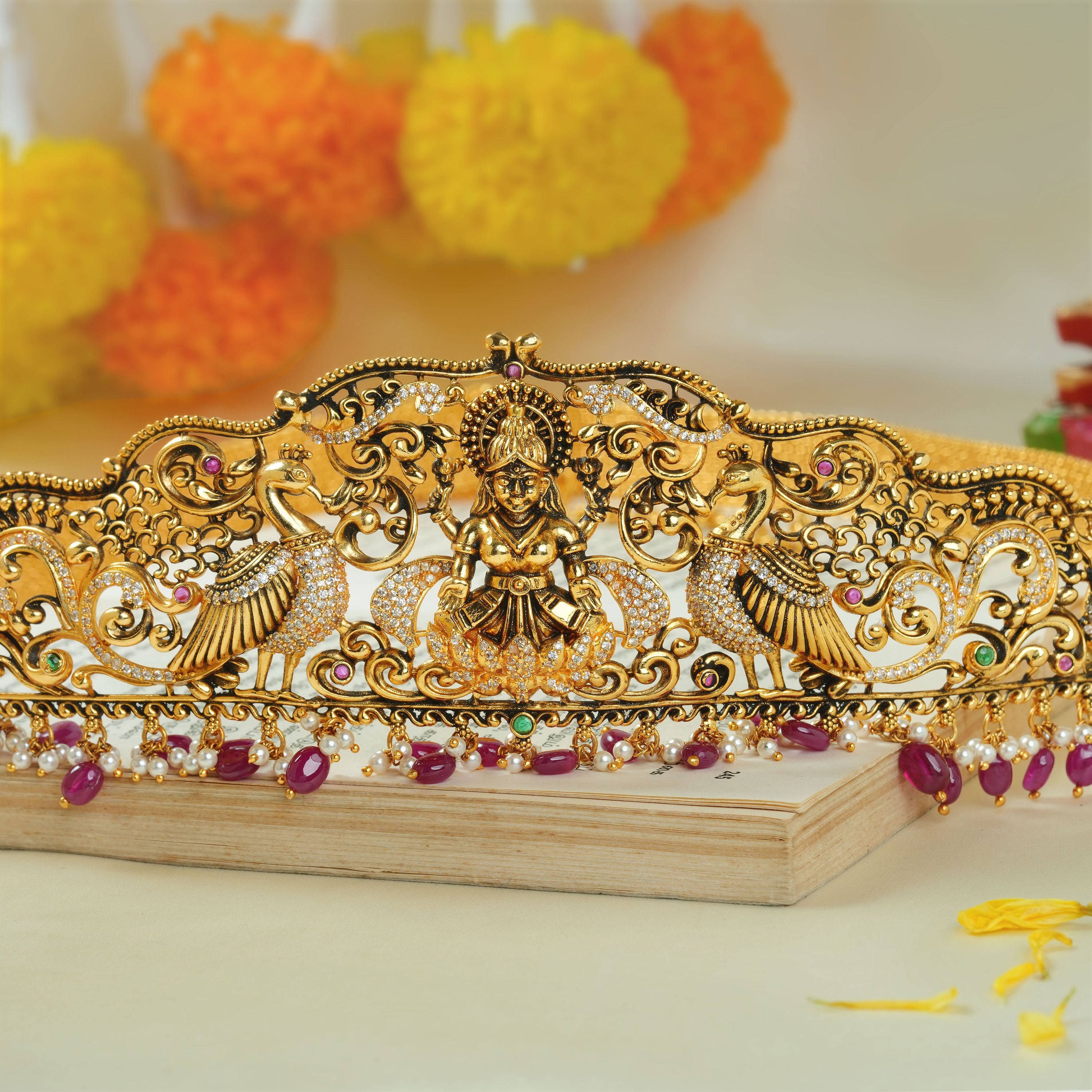 Peacock Design Bridal Temple Waist Belt Ishna