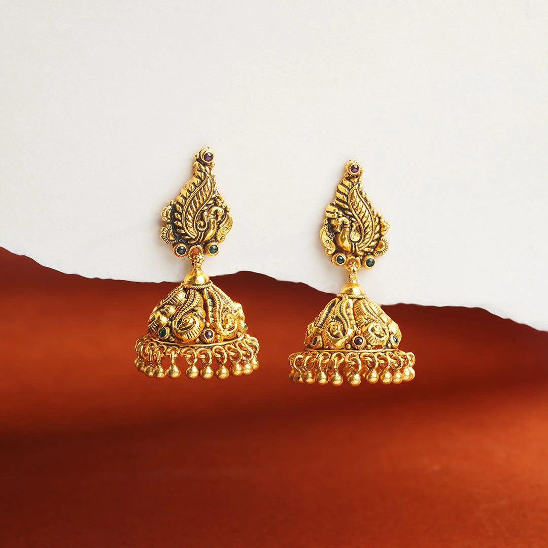 Peacock Jhumka Earrings Ishna