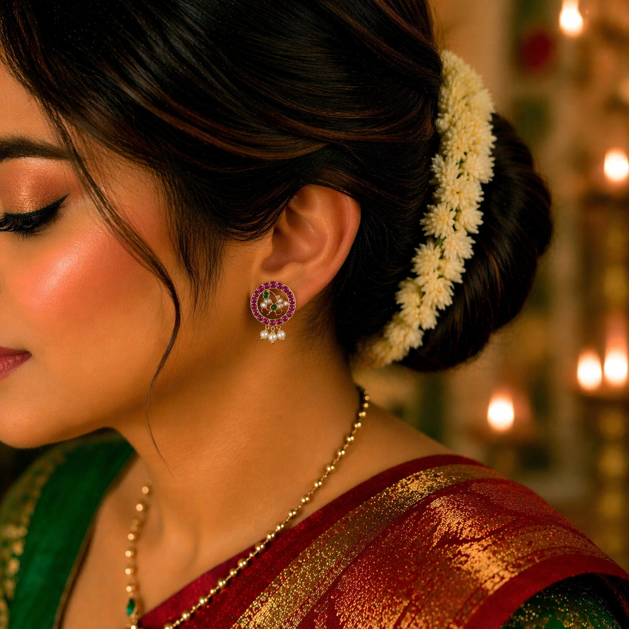 Peacock Kundan Stud Earrings