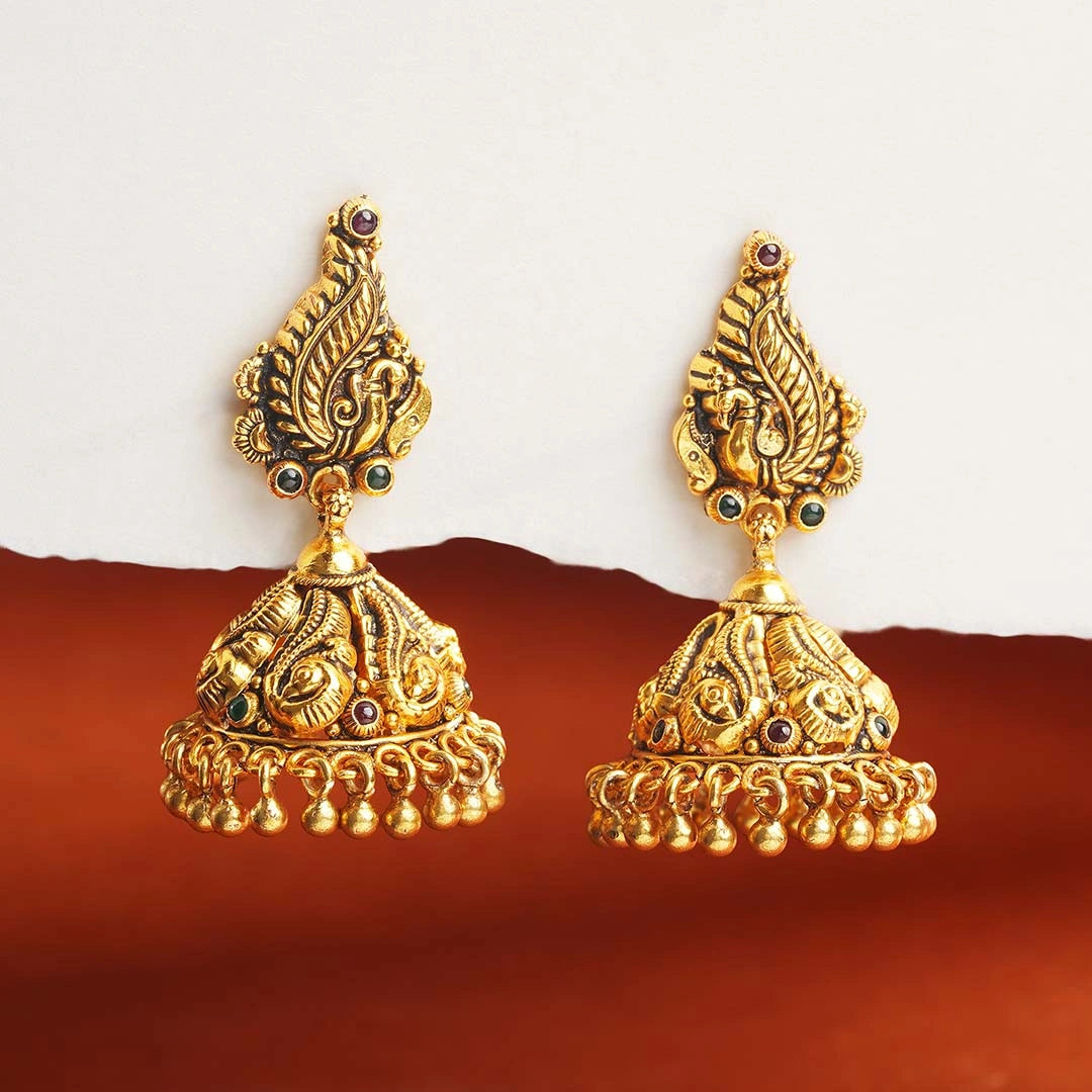 Peacock Motif Jhumka Earrings Ishna