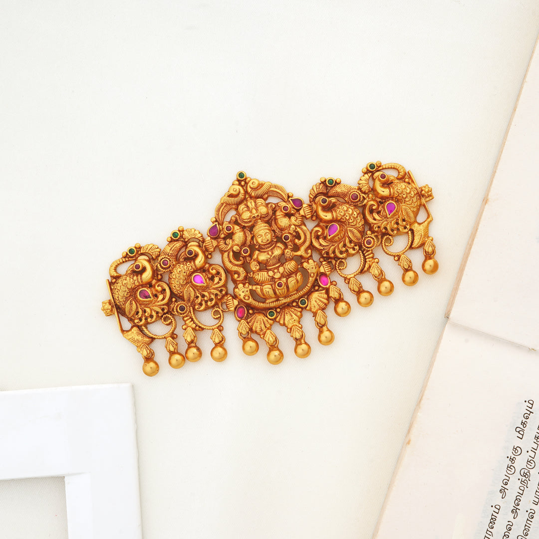 Peacock and Lakshmi Nakas Choker in Antique Finish