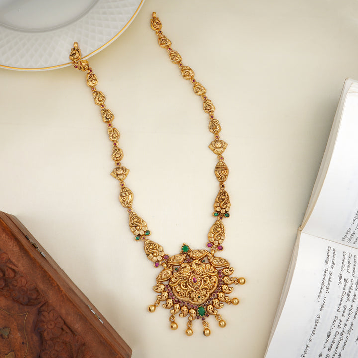 Peacock and Nakas Long Haram Necklace