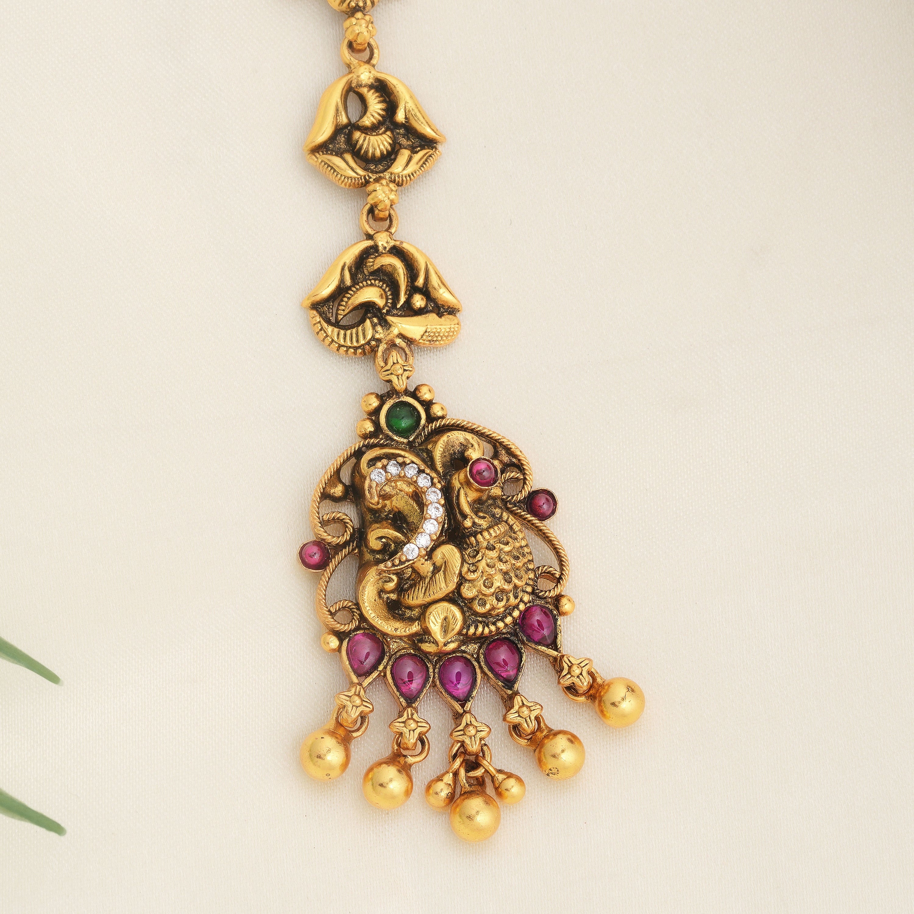 Peacock design bridal maang tikka