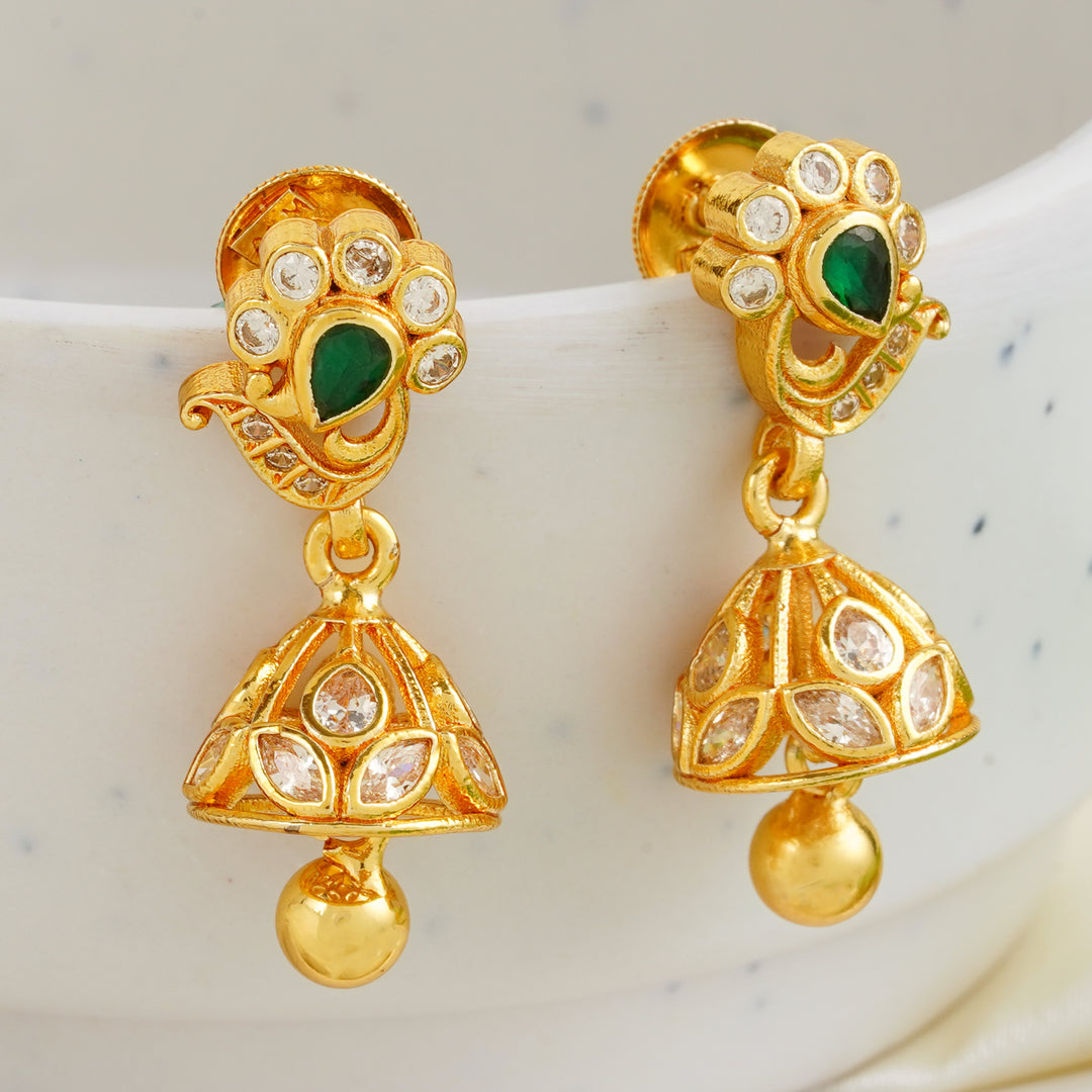 Peacock design jhumka earrings gold plated
