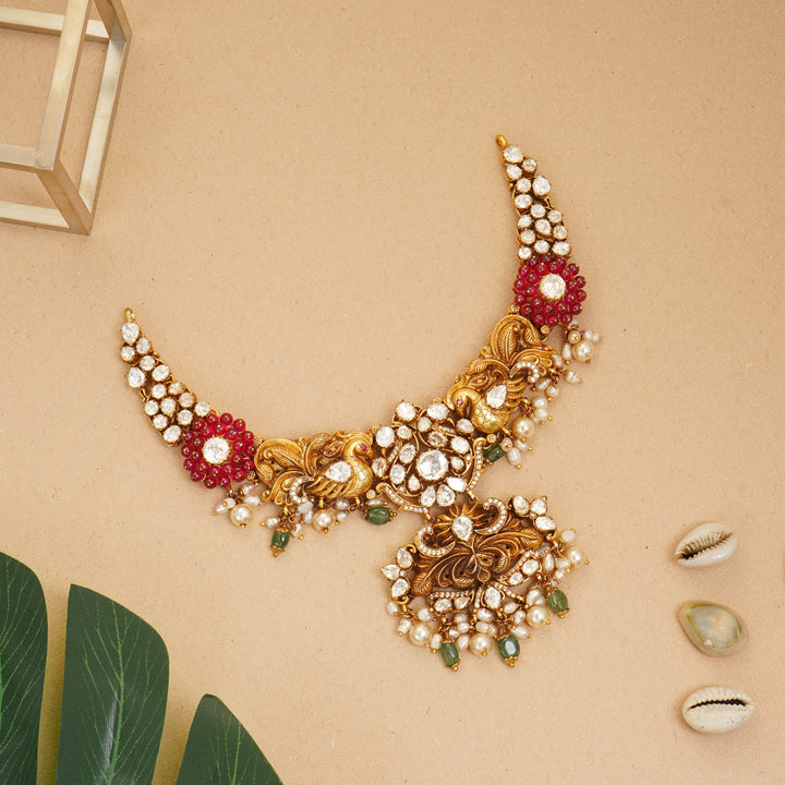 Peacock design moissanite necklace