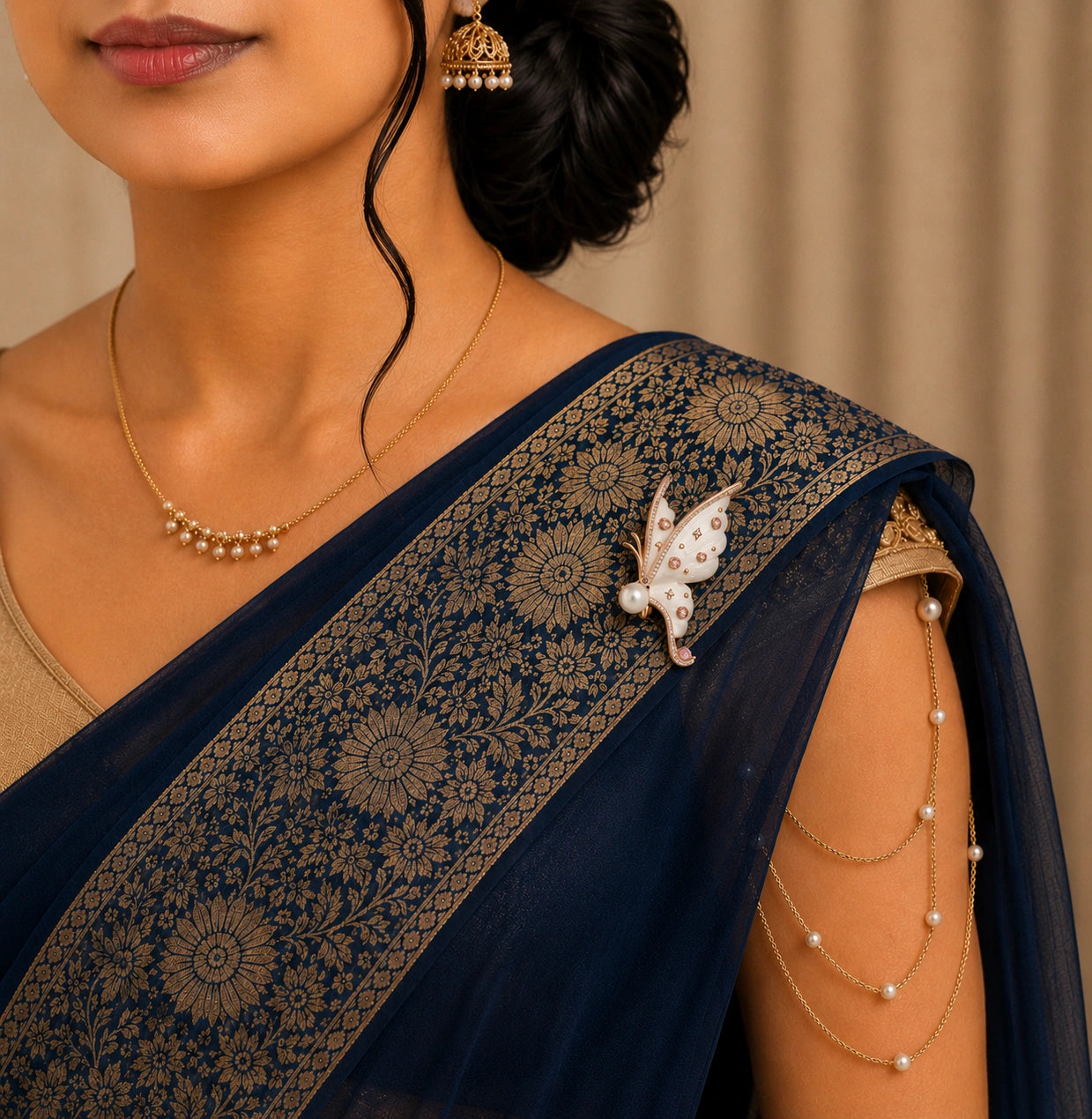 Pearl Butterfly in Sterling Silver Brooch Ishna