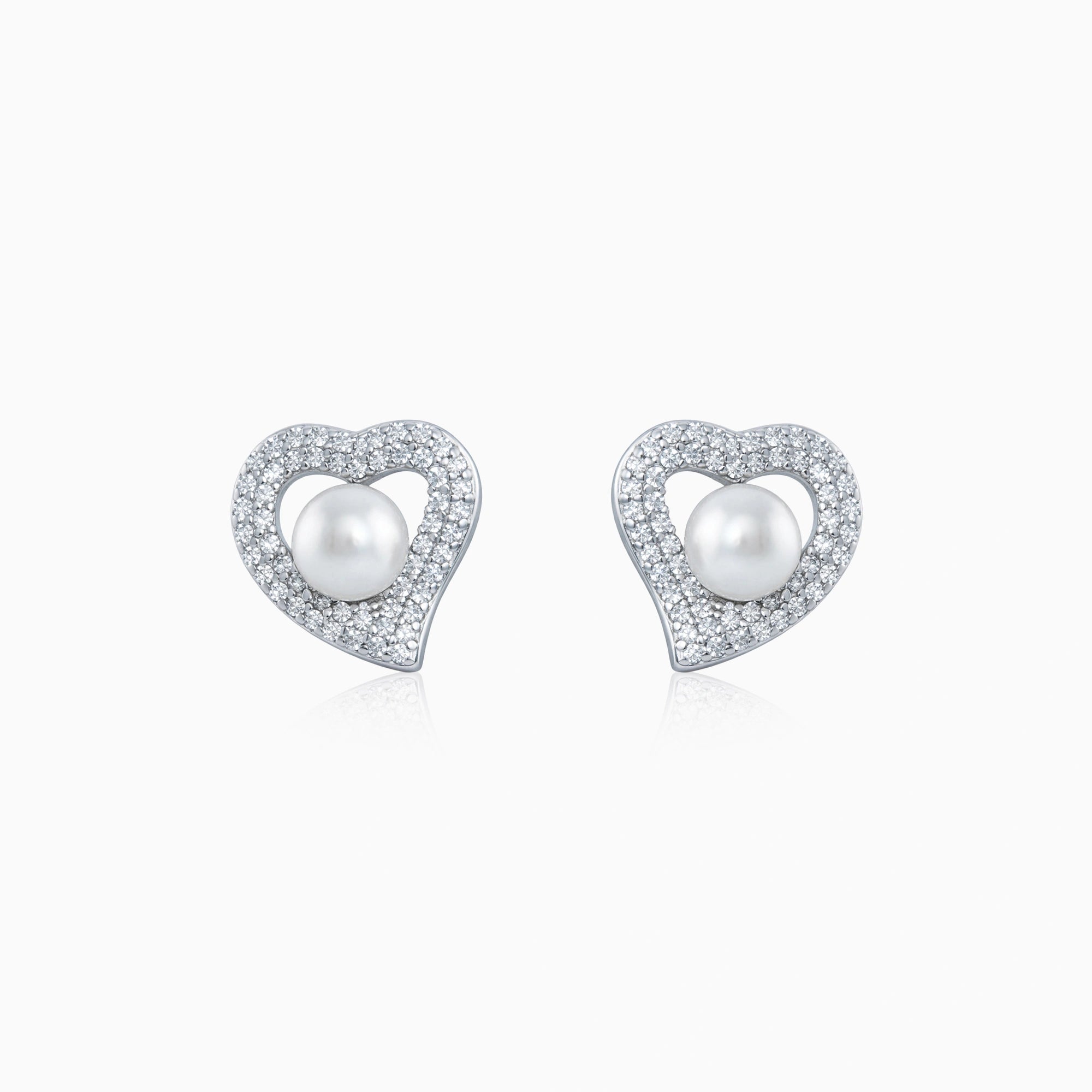 Pearl Heart Halo Earrings Ishna