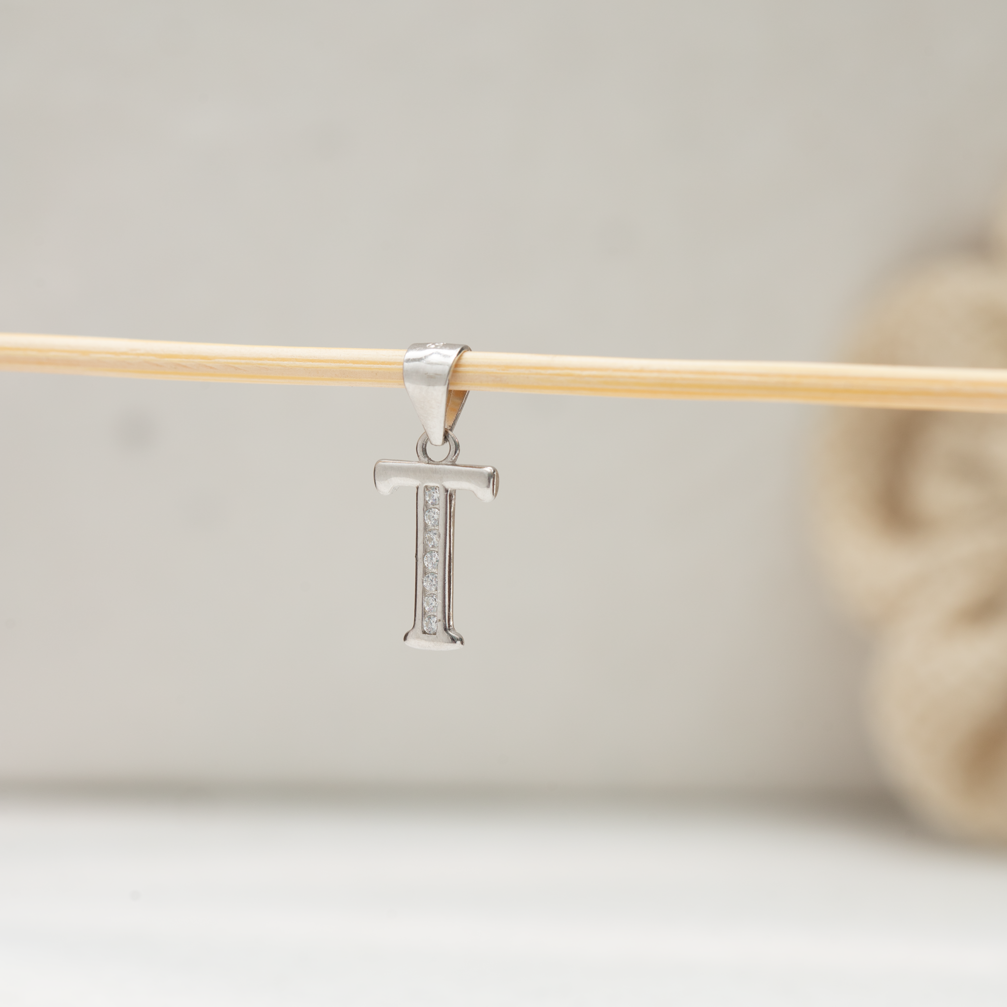 Personalized T letter silver pendant