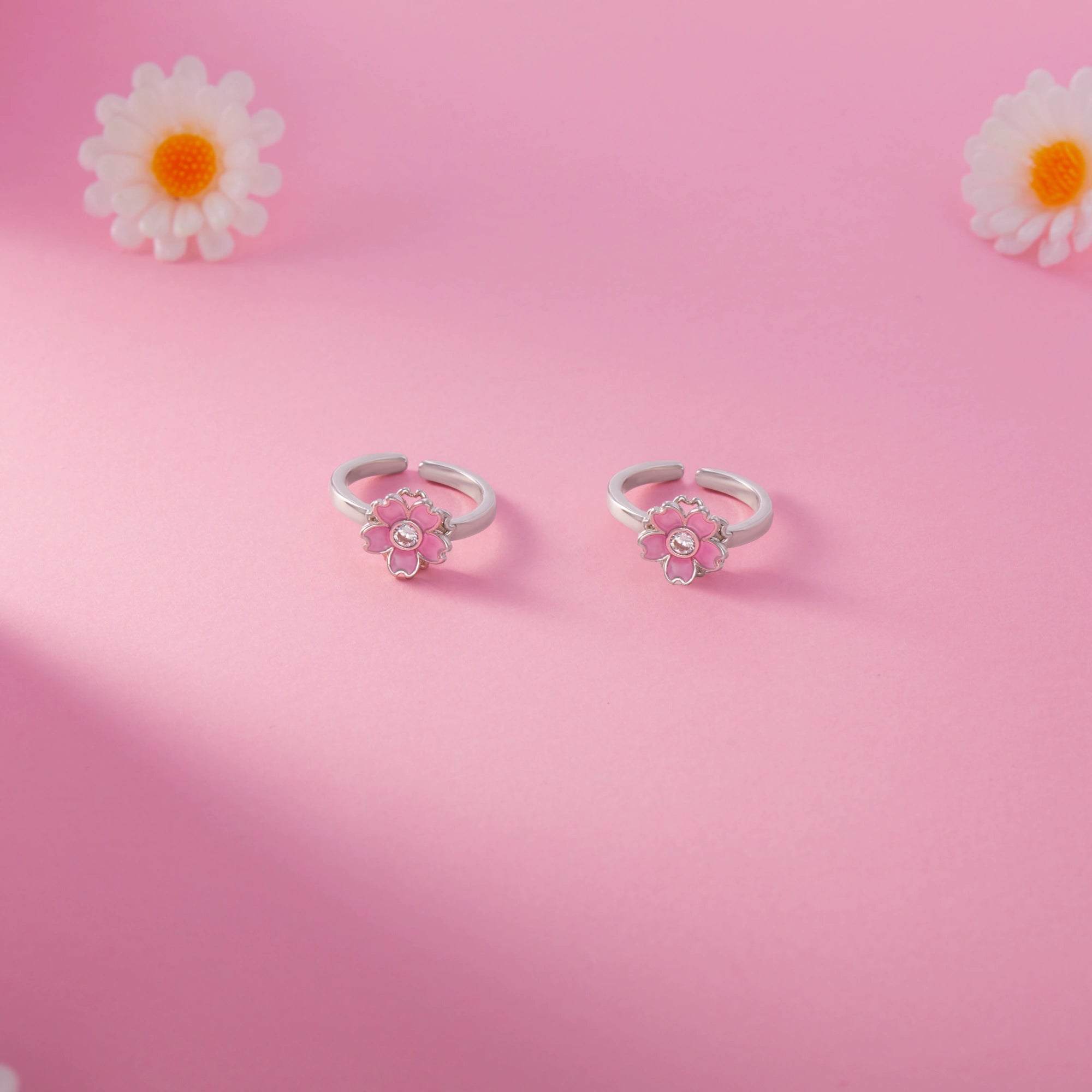 Pink Flower Motif Toe Ring Ishna