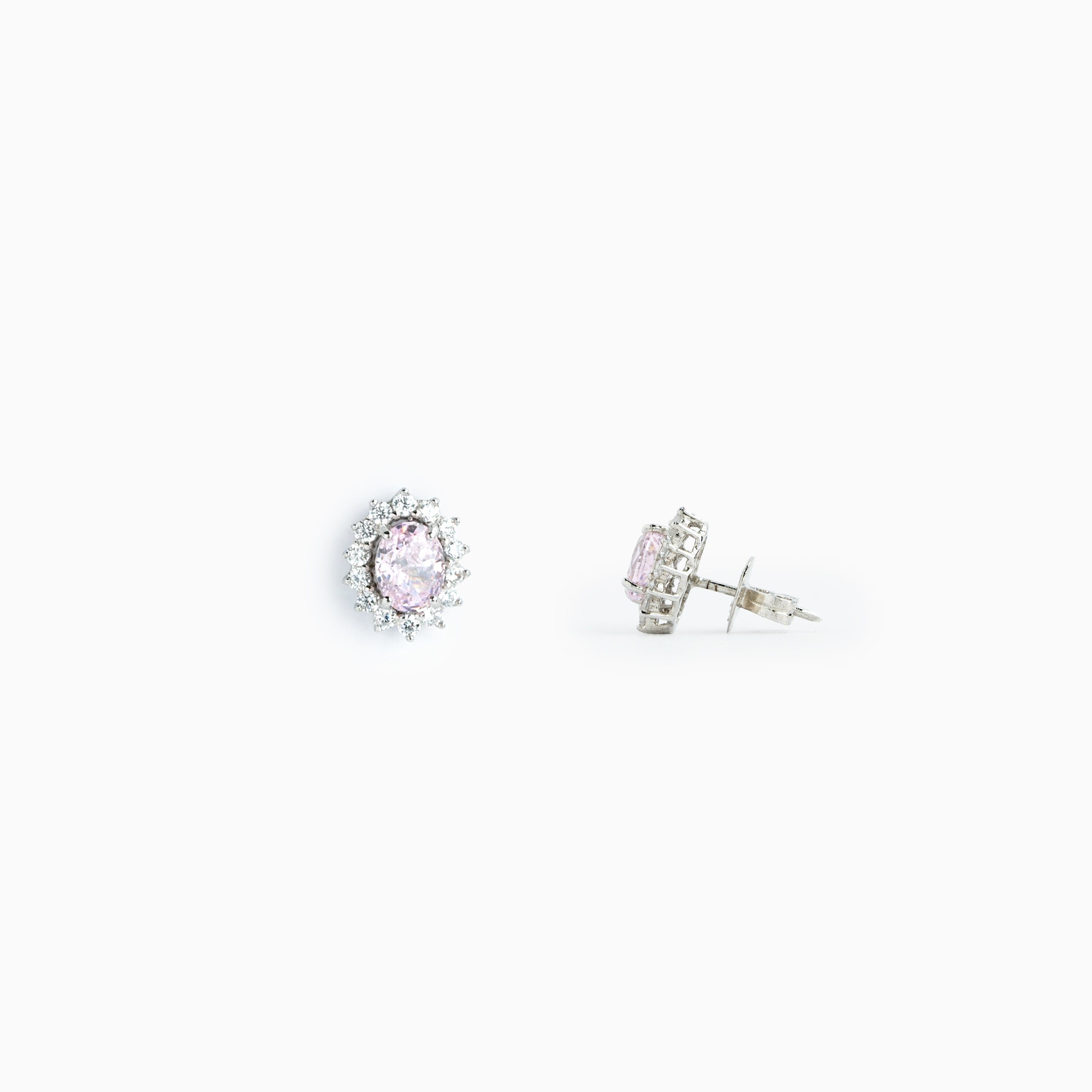 Pink Sapphire Halo Stud Earrings Ishna