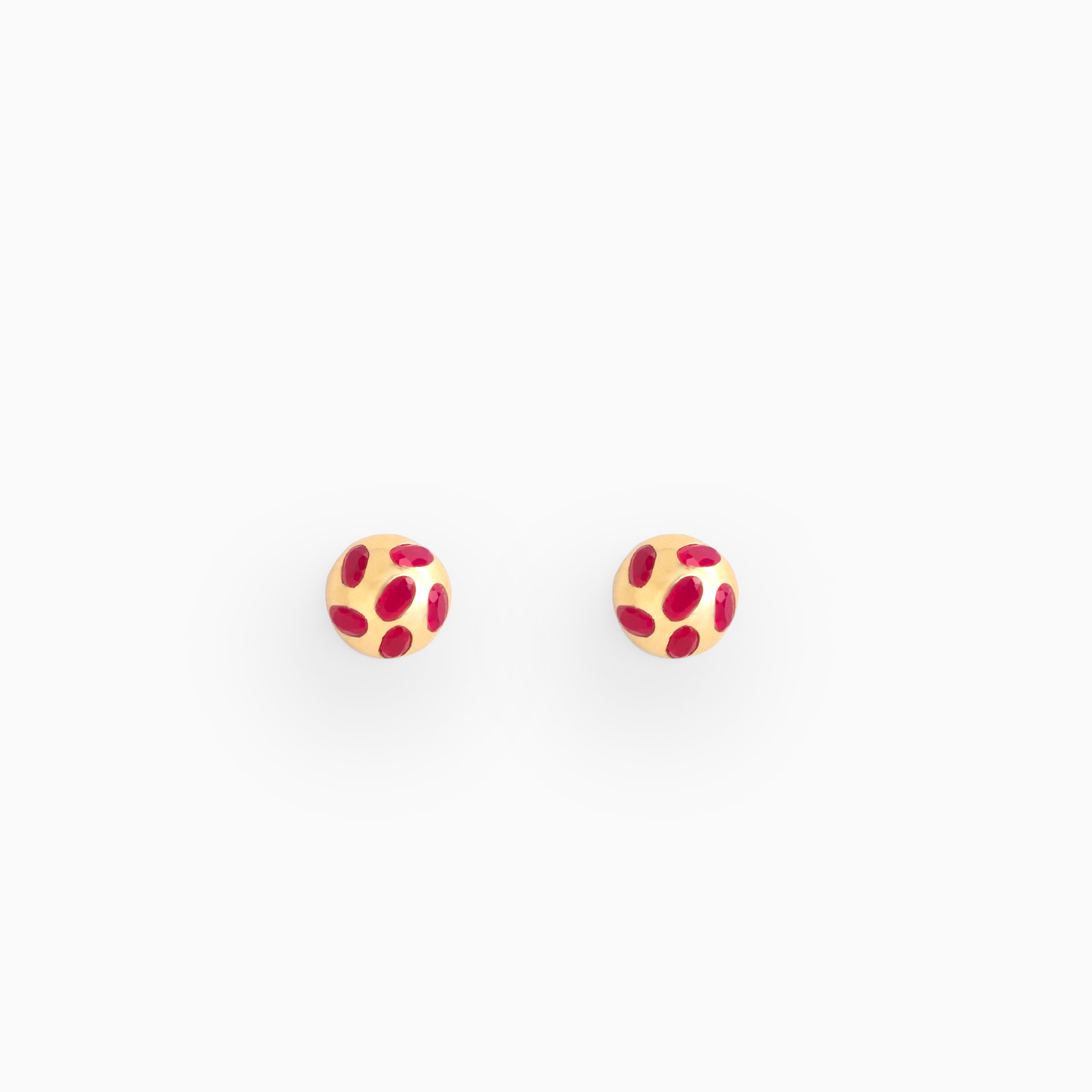 Pink polka stud earrings in gold plating Ishna