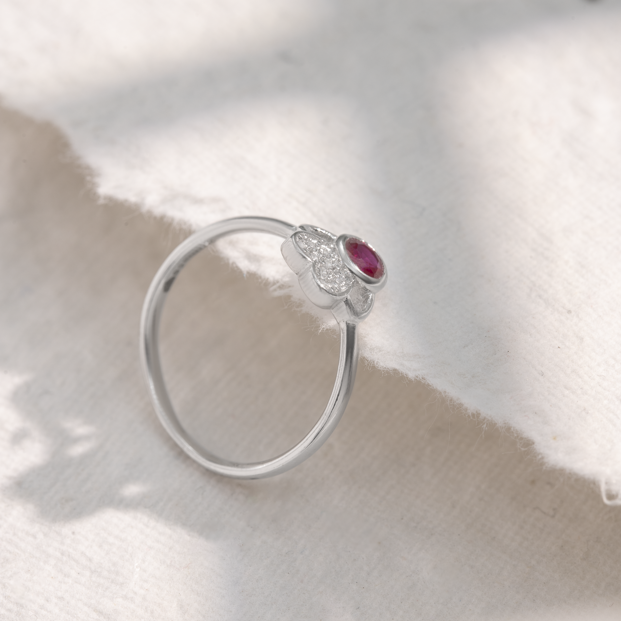 Pink ruby silver ring