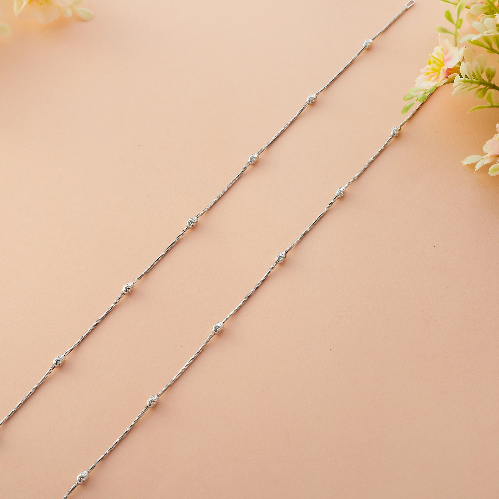 Plain Silver Bead Anklet Ishna