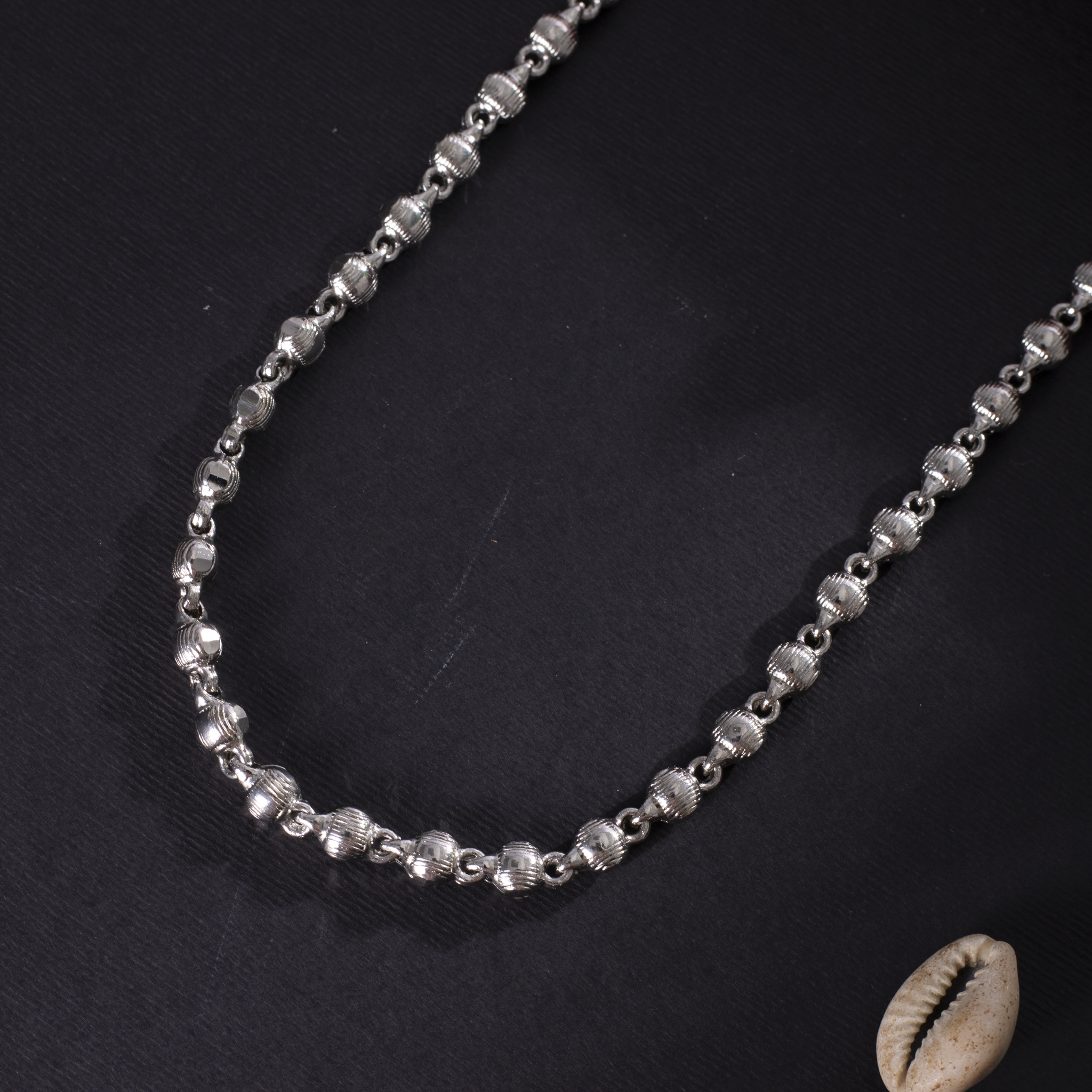 Polished silver beaded chain jewelry