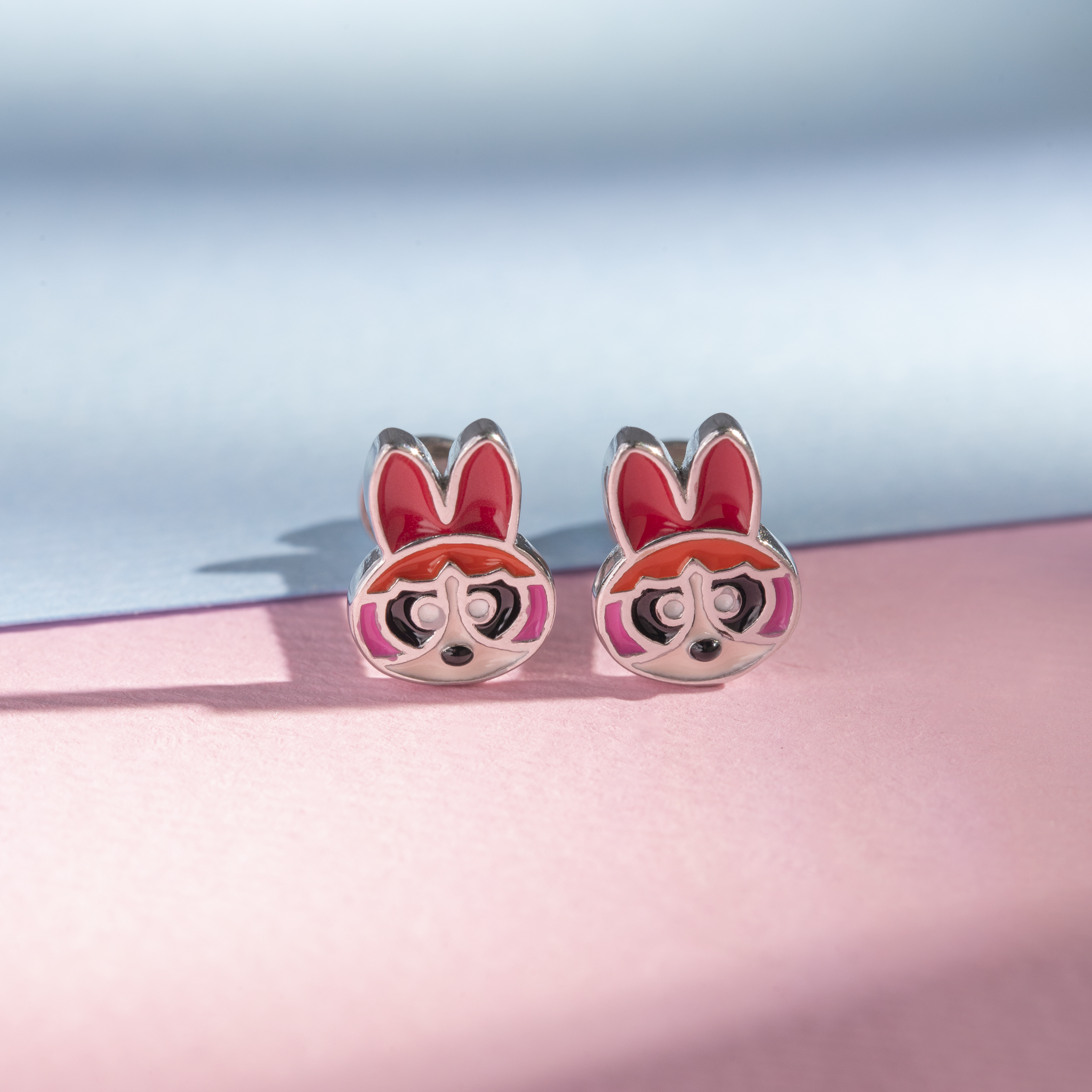 Powerpuff Girls enamel silver stud