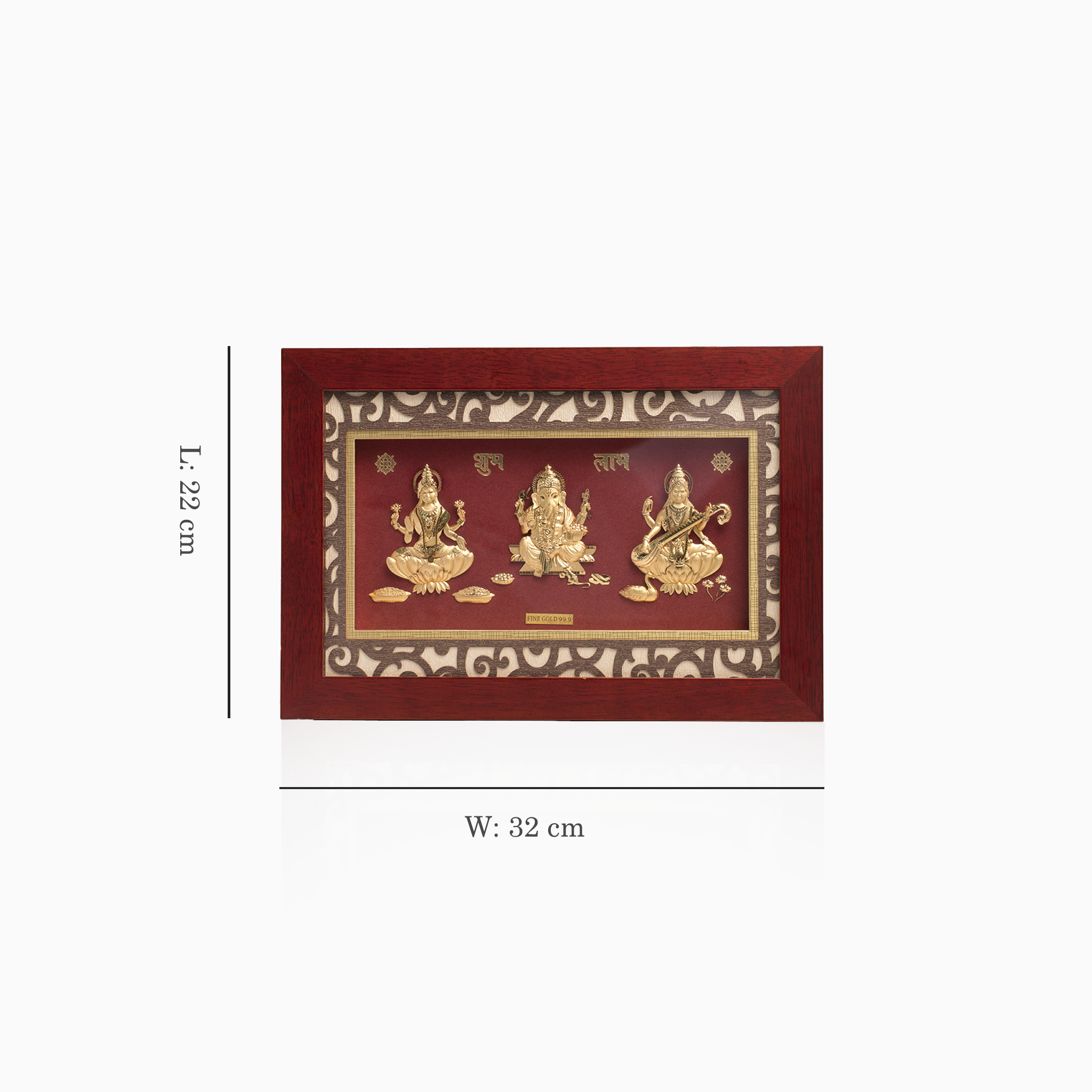 Prosperity Lakshmi Ganesh Saraswati gold frame