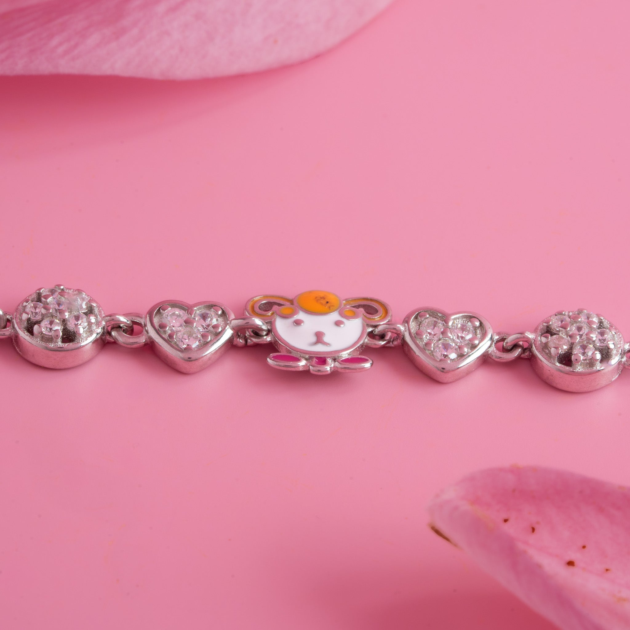 Puppy design silver bracelet for girls