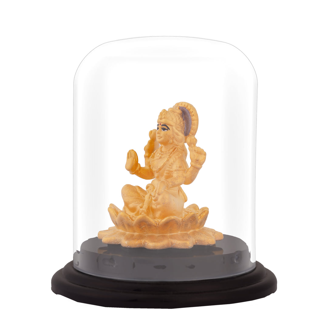 Pure Silver Goddess Lakshmi Idol with Gold Plating 8 CM